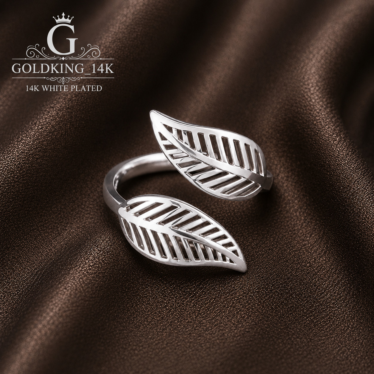 Women's Leaf Adjustable Toe Ring Solid Metal White Plated 925 Silver