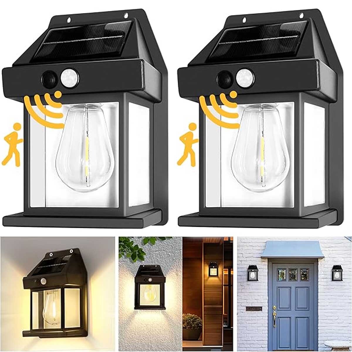 2 pack LED Solar Street Light Commercial Dusk To Dawn Outdoor Road Wall Lamp