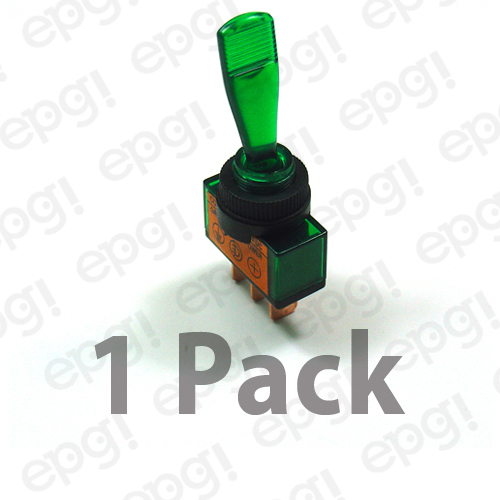 1 PACK - SPST ON/OFF 12VDC ILLUMINATED TOGGLE SWITCH GREEN 16AMP-12VDC #GSG-1PK