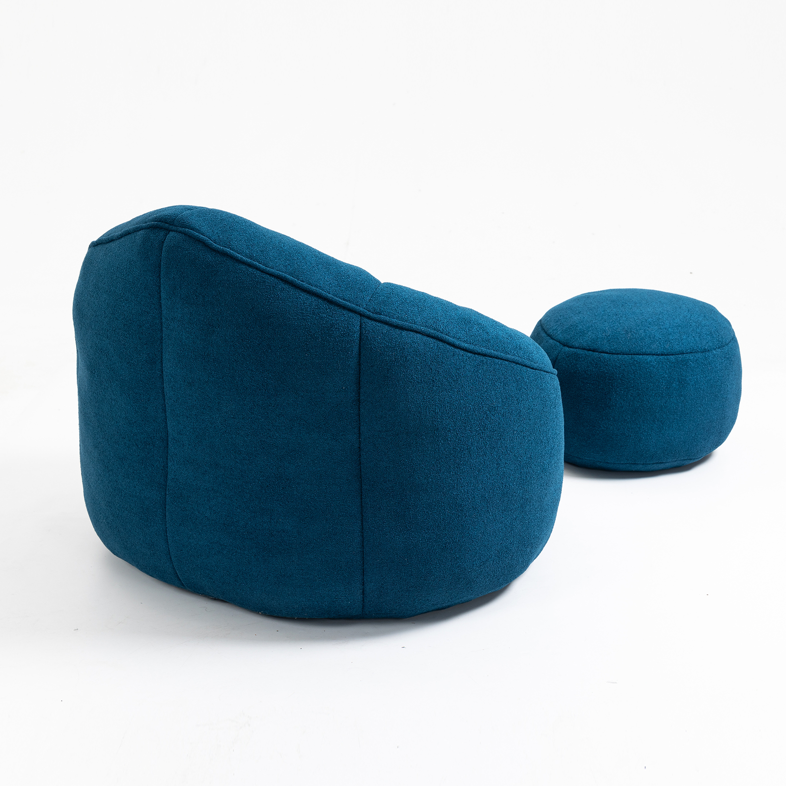 Bean Bag Sofa Chair High Pressure Foam Bean Bag Chair with Padded Footrest Blue