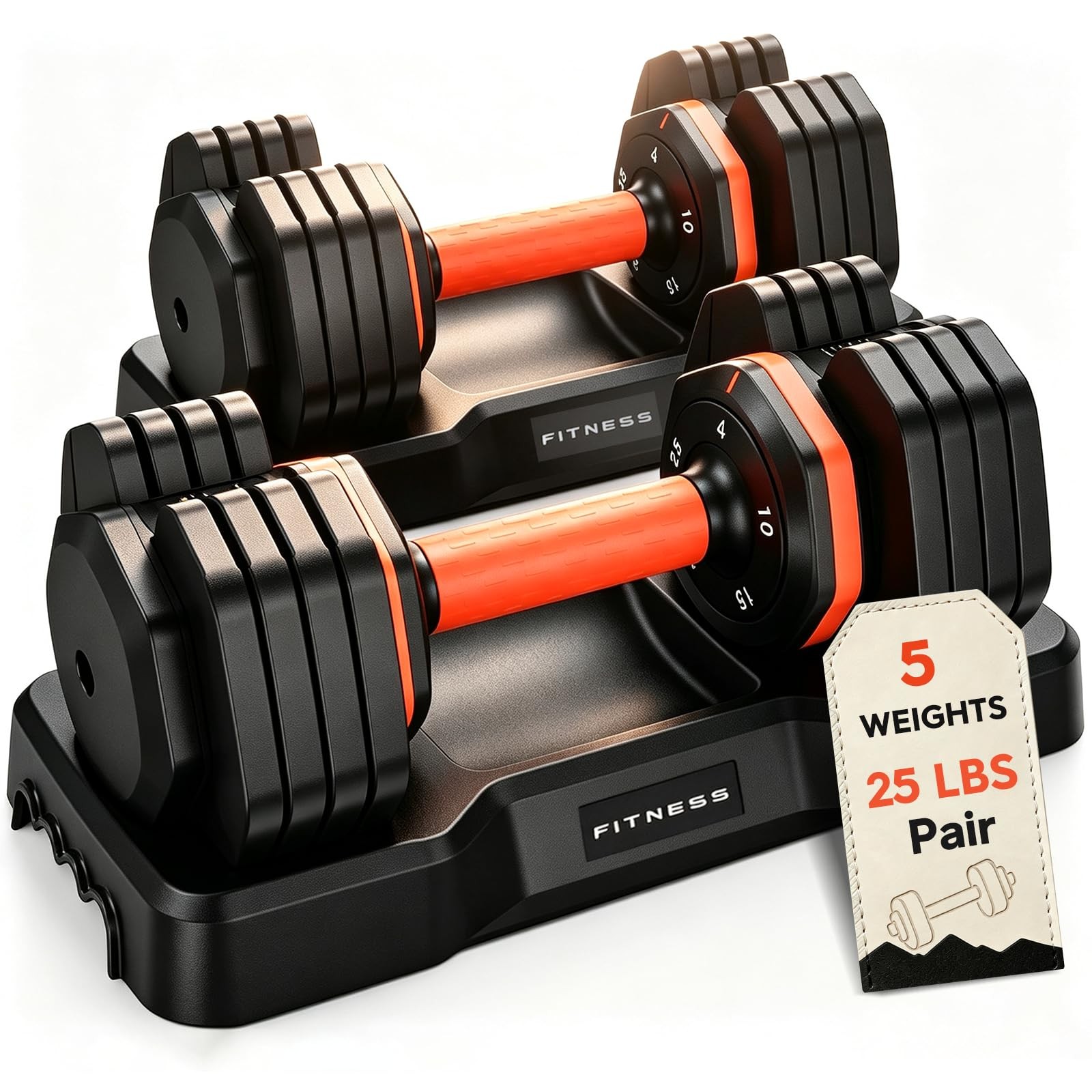 FEIERDUN DB1 QuickDial Adjustable Dumbbell Set, Free Weights with Storage Box