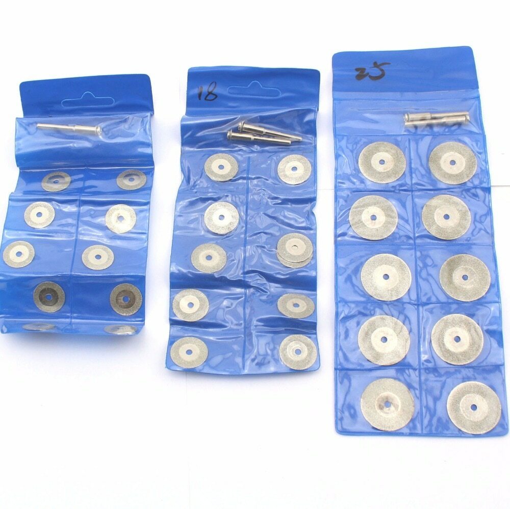 10Pcs 16-60 mm Diamond Rotary Cutting Discs Shank 3mm Cutting Blade For Dremel