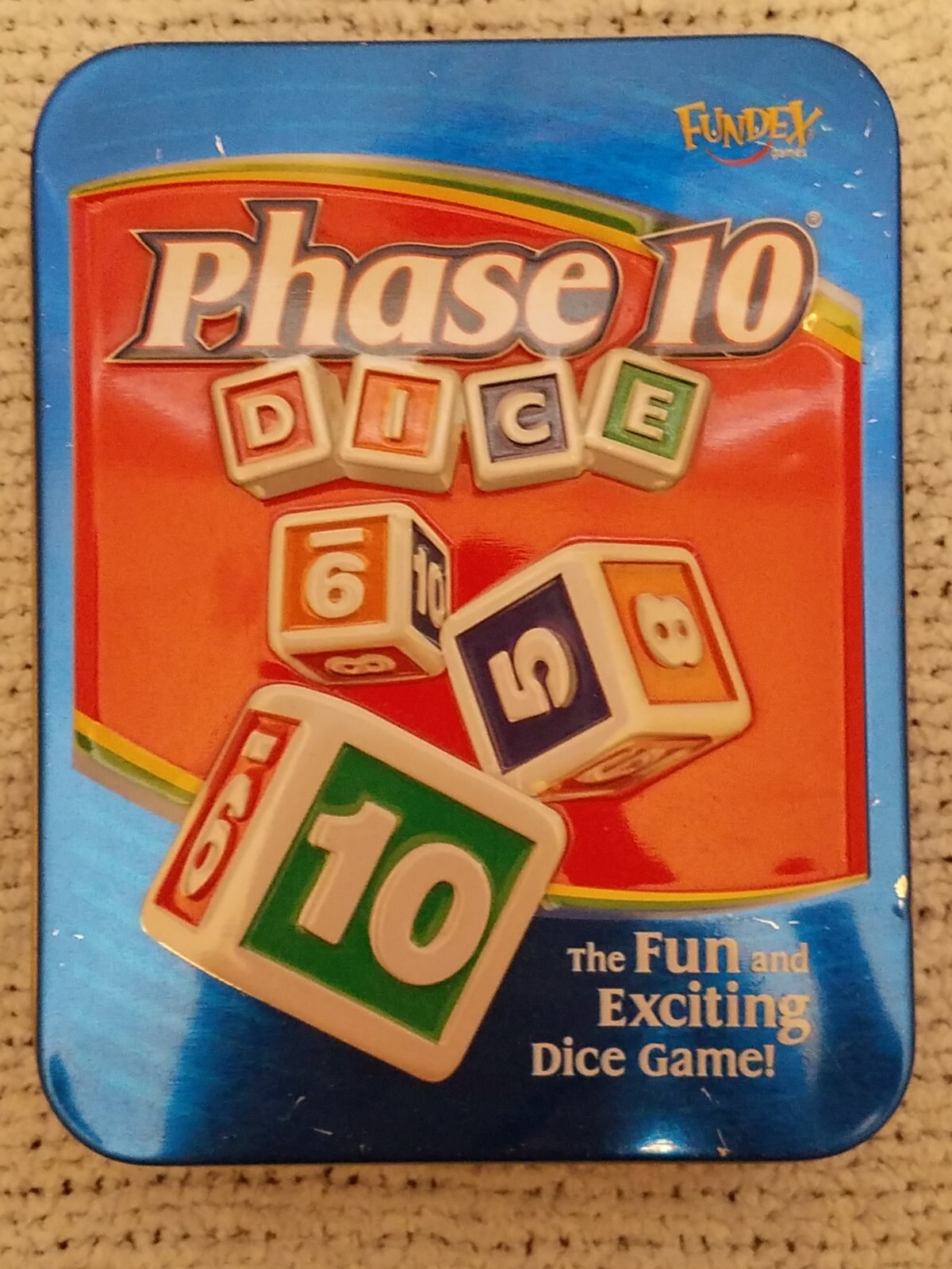 Phase 10 Dice Game in Blue Tin Fundex 2008