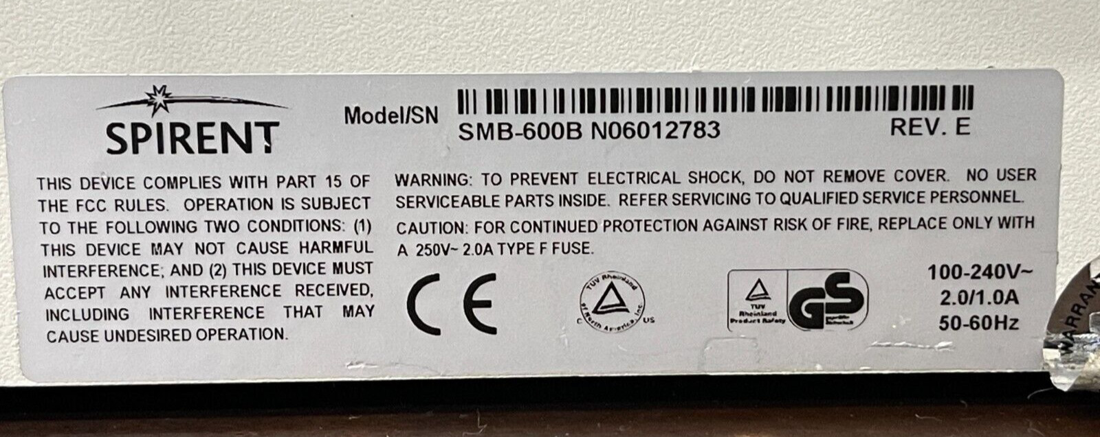 Spirent SMB-600B Performance Analysis System With LAN-3320A Module