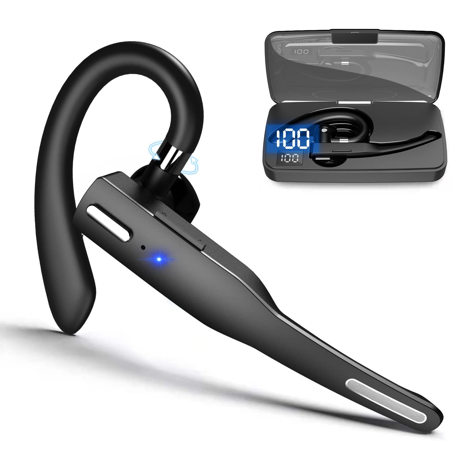 Business Wireless Headset with Mic for Work IPX7 Waterproof • 50H Battery (8H...