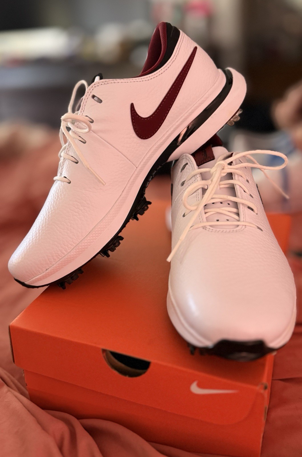 Size 9.5 Nike Air Zoom Victory Tour 3 Men’s Golf Shoes White Maroon DV6798-104