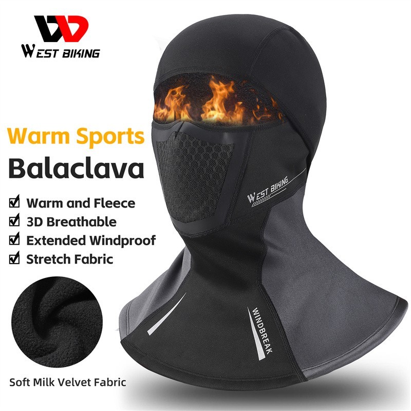 WEST BIKING Winter Sports Cap Windproof Face Mask Balaclava Warm Fleece Headgear