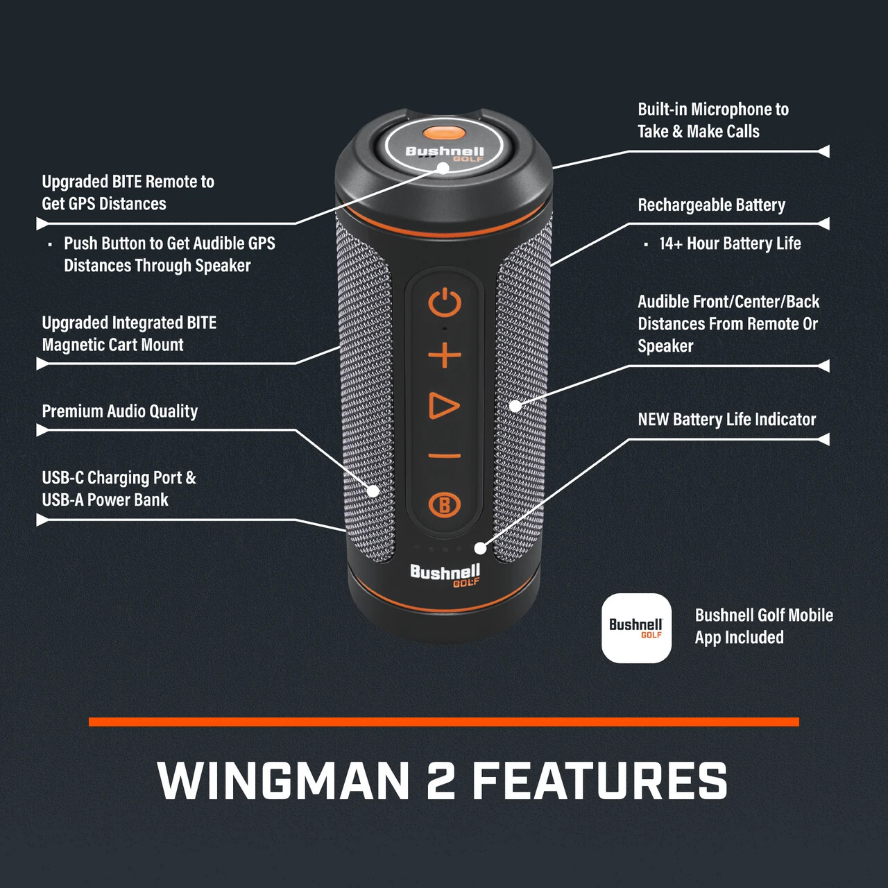 Bushnell Wingman 2 GPS Speaker - New 2023