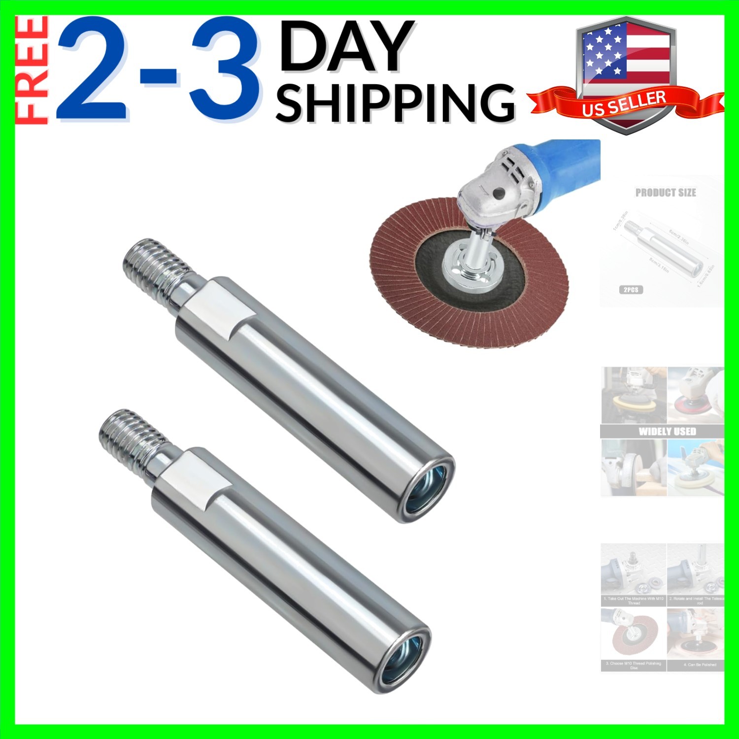 2pcs Angle Grinder Extension Rod, M10 Thread Polishing Machine Adapter Lever ...