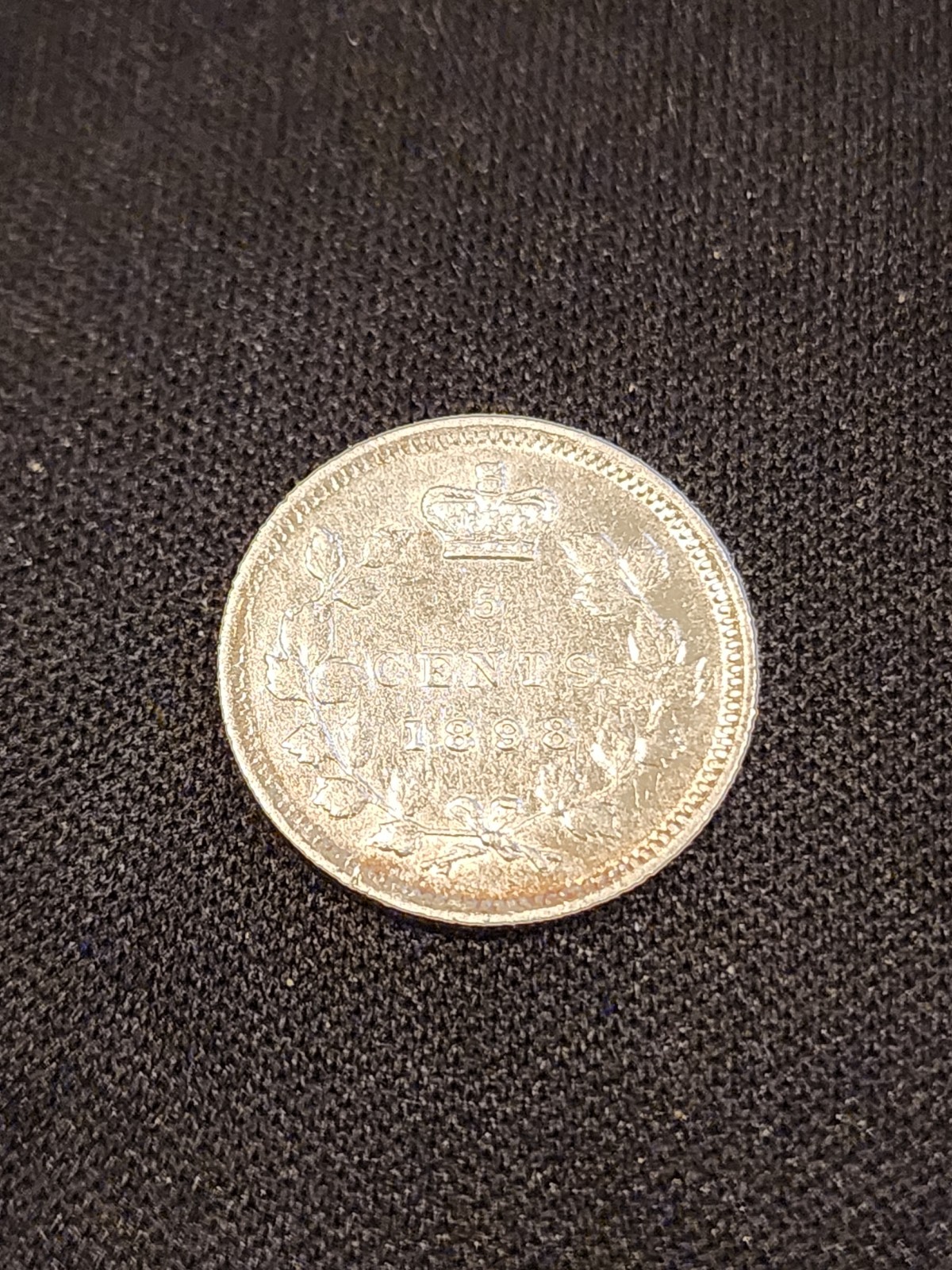 1898 Canada 5 Cents Silver Coin