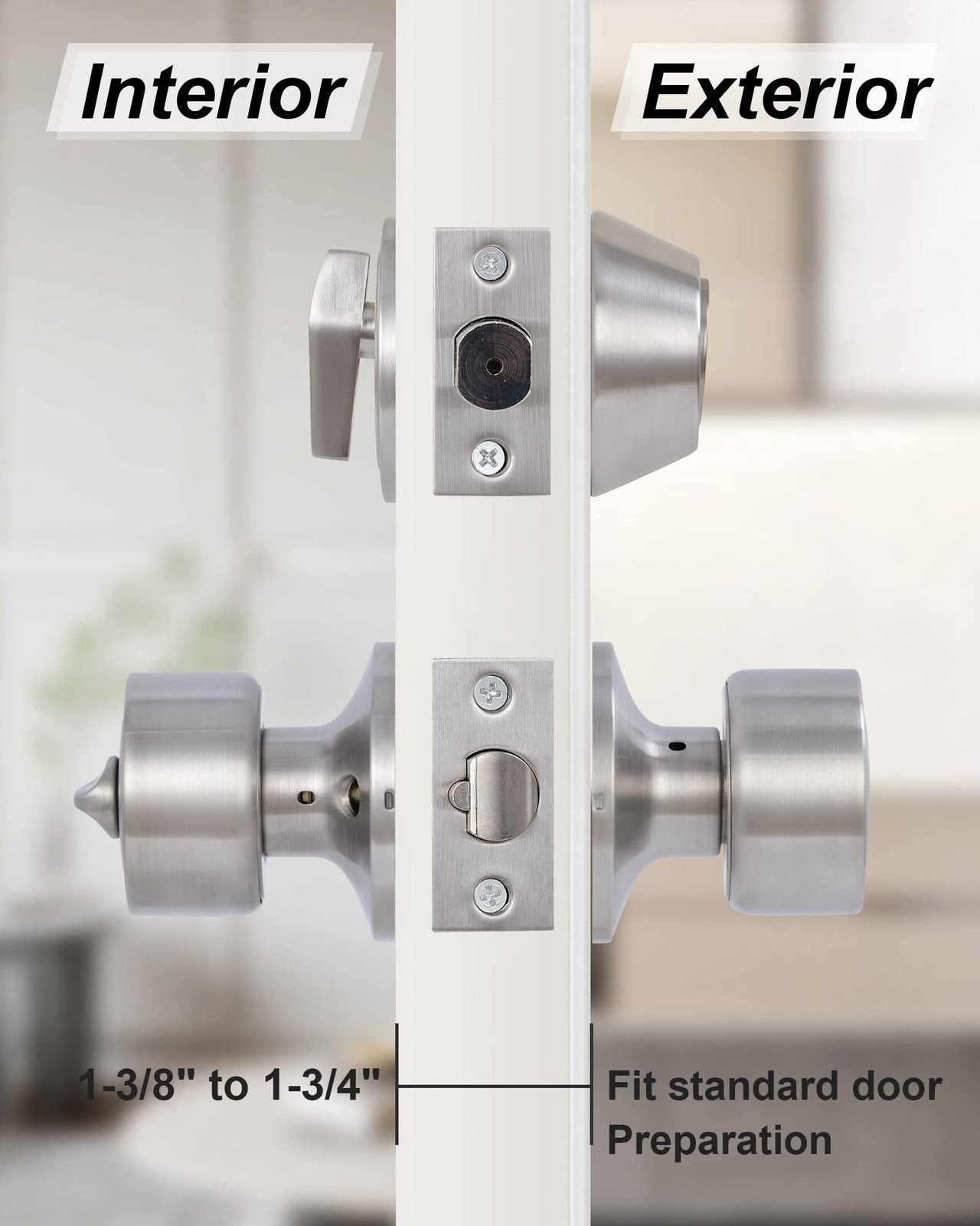 2 Sets Keyed Alike Entry Door Knobs and Single Cylinder Deadbolt Lock Combo S...