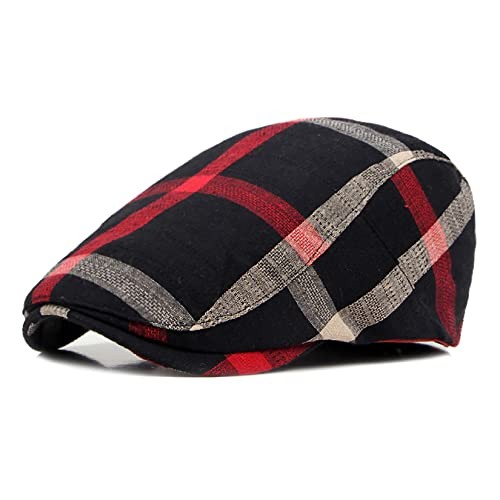 Newsboy Men's Hat Camo Cotton Classic Adjustable Cap Flat One Size Stripe Black