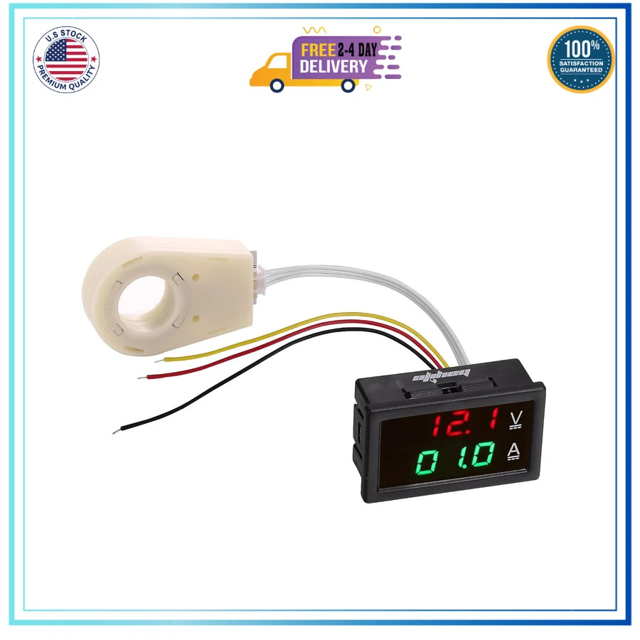 DC 5-100V 100A Volt Amp Meter with Hall Effect Sensor for Solar RV Battery