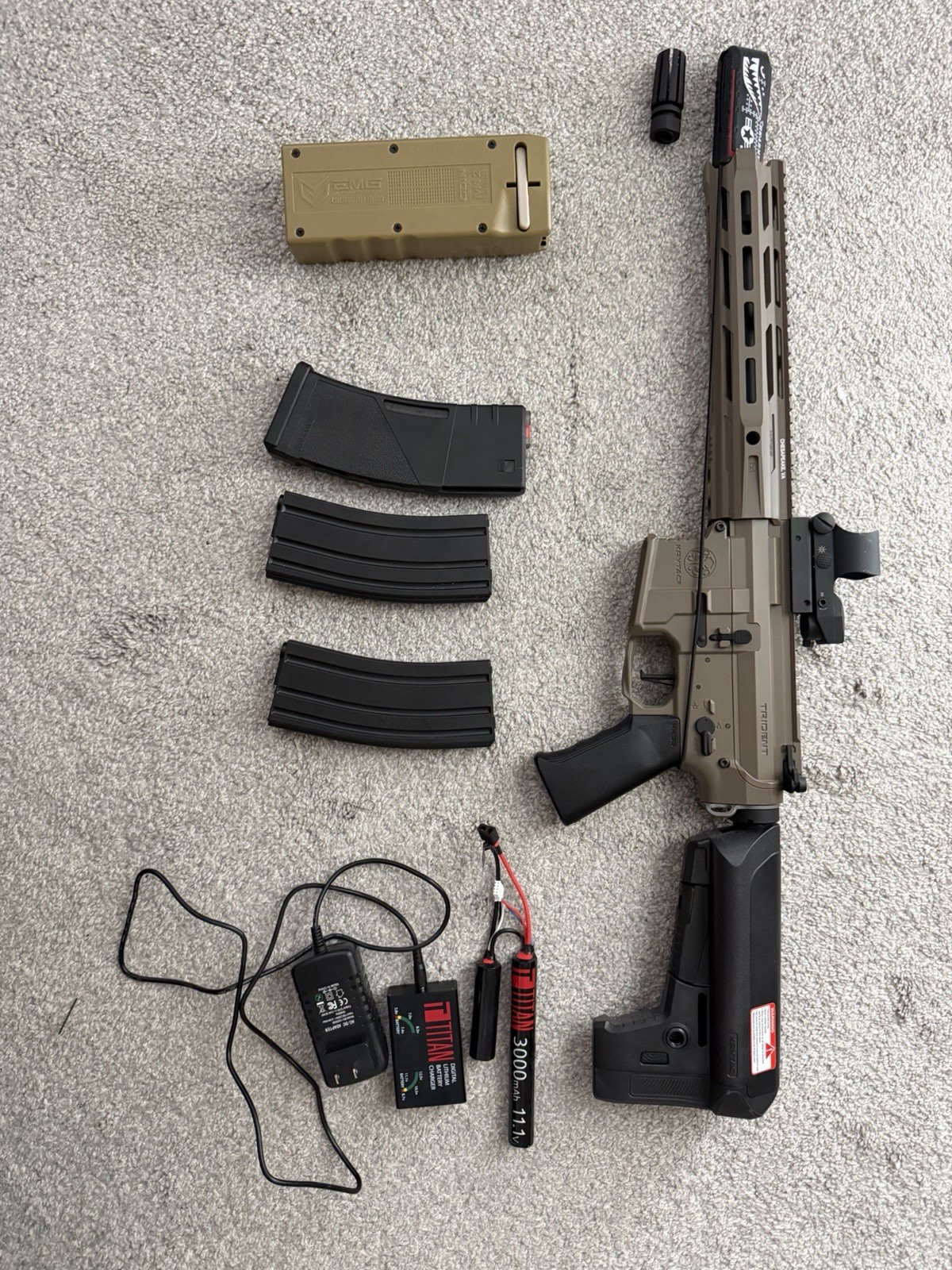 Krytac Trident MkII Tan Electric Airsoft Rifle BUNDLE
