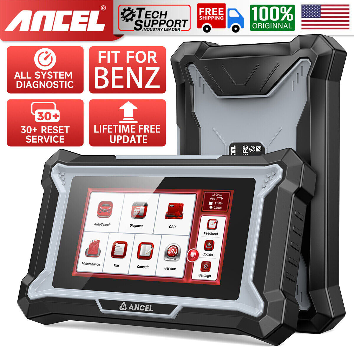 ANCEL DS160 OBD2 Scanner For Benz Bi-directional All System Diagnostic Tool