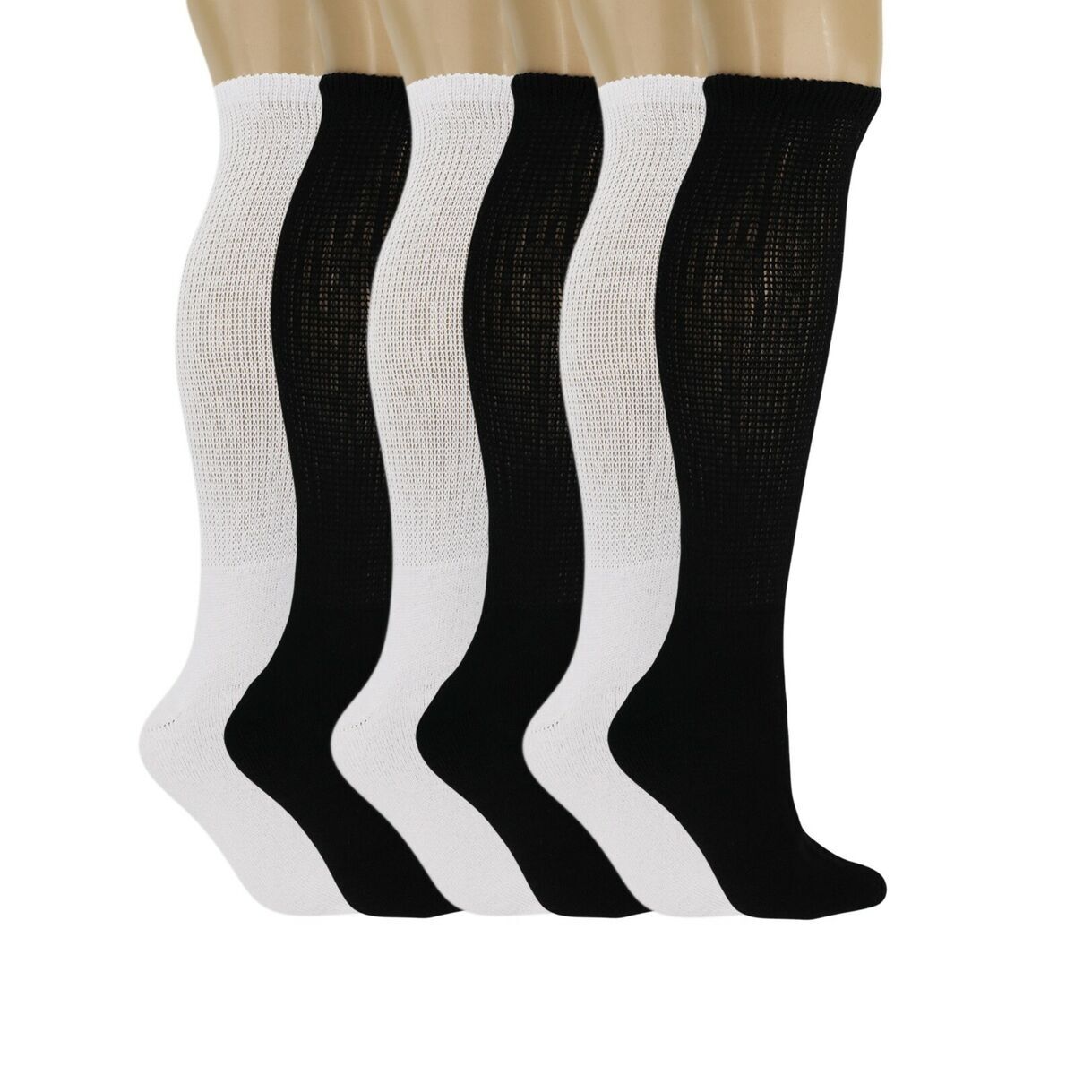 6 Pair Diabetic Men Over The Calf Knee High Compression Cotton Crew Socks MULTI