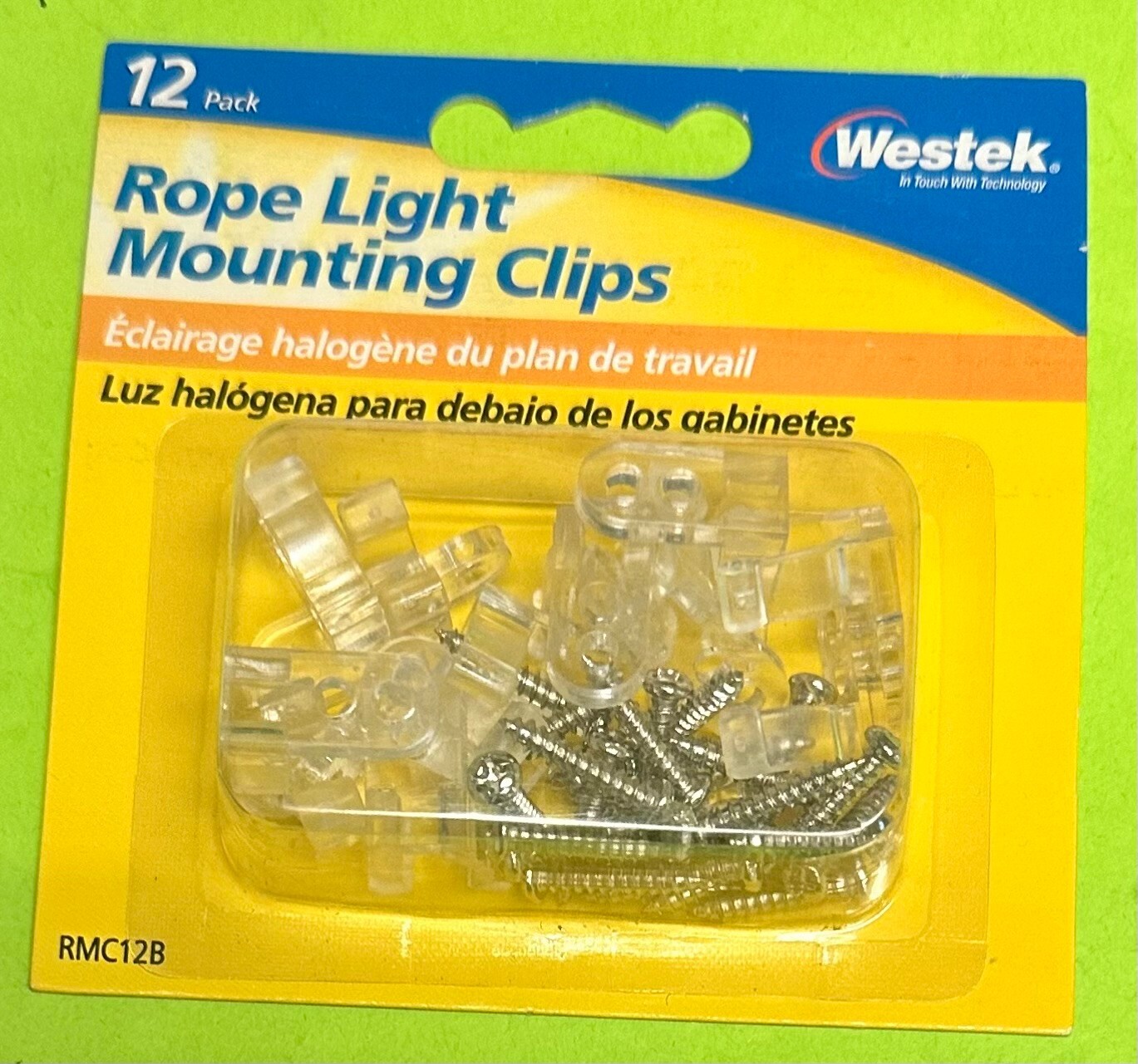 WESTEK RMC12B 12-Pack Mounting Clips for Rope Lighting 1/4" Clear