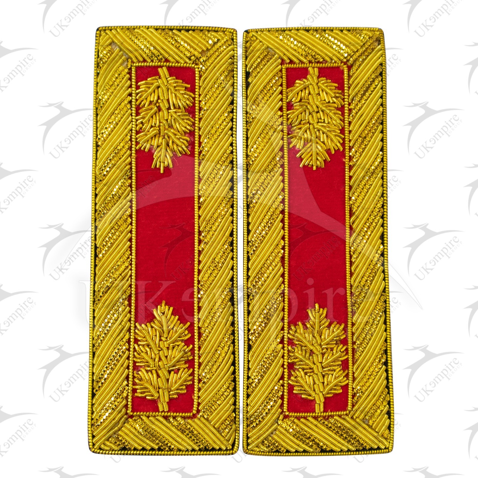 Civil War US Officer Shoulder Boards Major (Gold Oak Leaf) Artillery Red