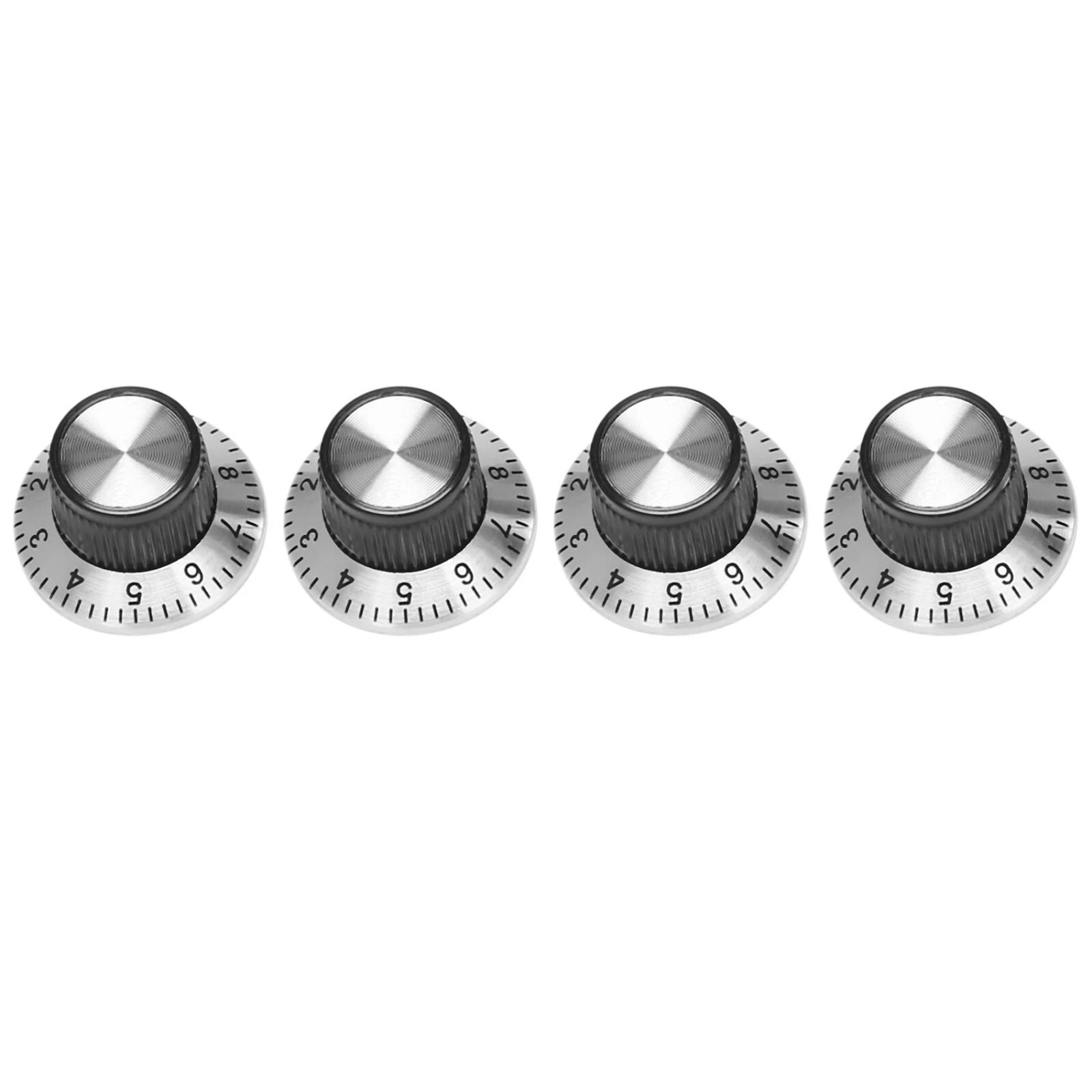 4pcs Guitar Volume Tone Control Knobs with Silver Top 6MM Shaft