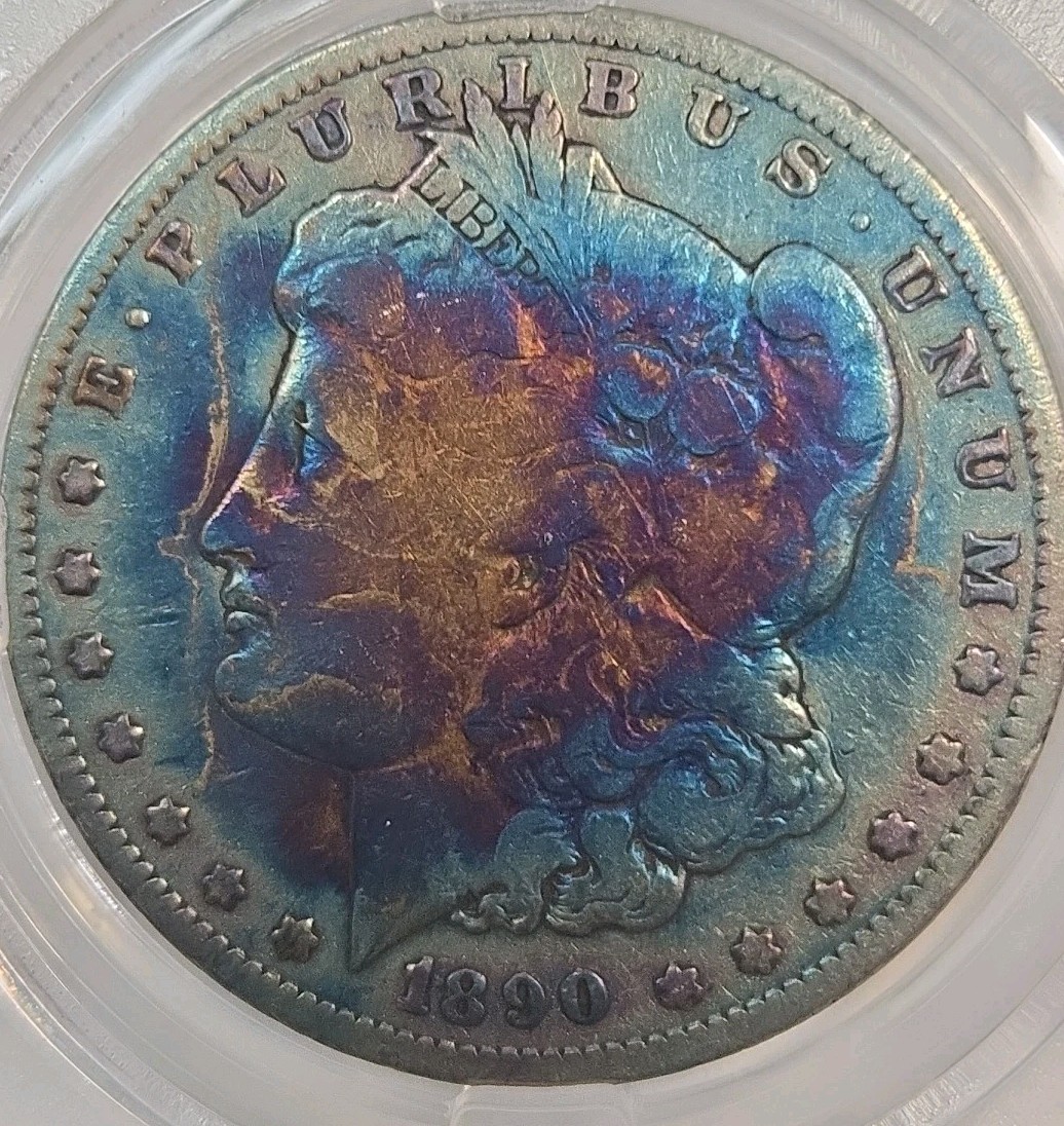 Exceptional Toning 1890- S Morgan Silver Dollar