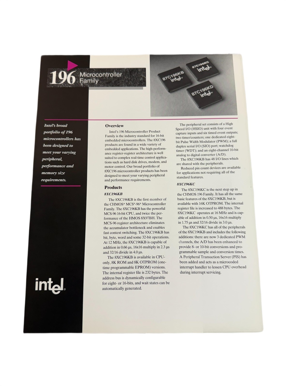 Intel 1994 MCS-96 / 186 / MCS-51 AP Builder Software Literature Borchure
