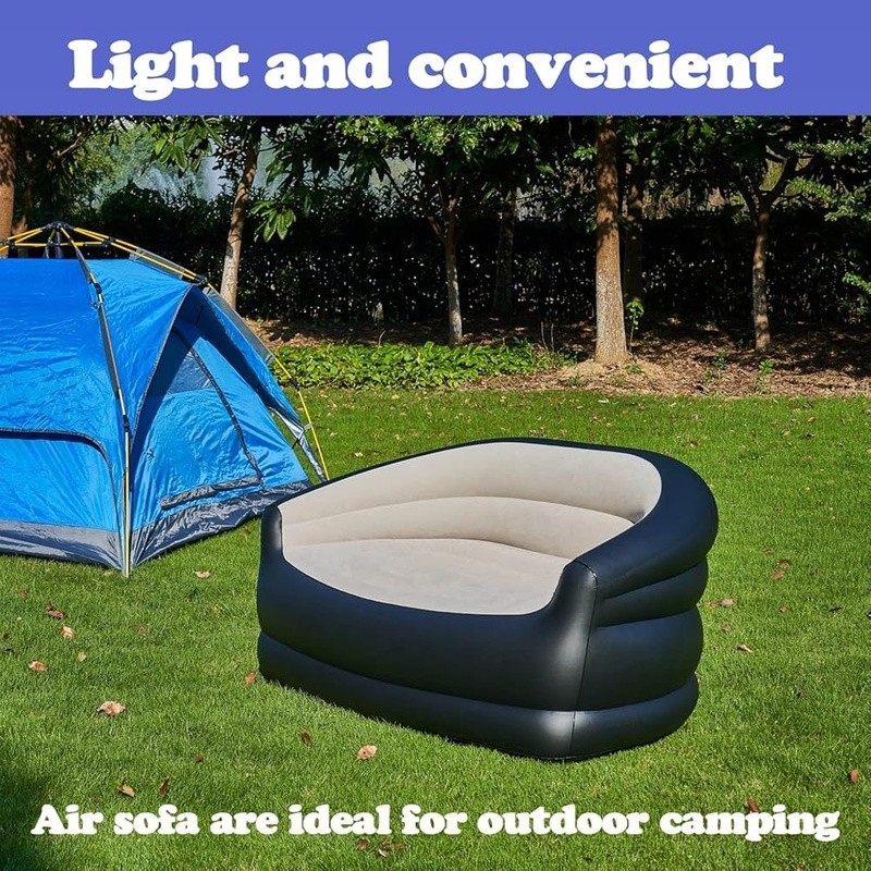 Inflatable Couch Air Sofa Portable Outdoor Chair Quick Setup Comfortable Flocked