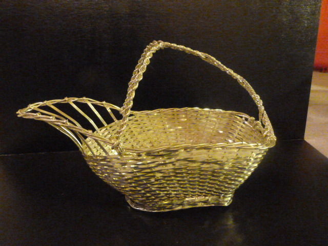VINTAGE Silverplate Silver Plated Woven Wire Wine Basket 10"