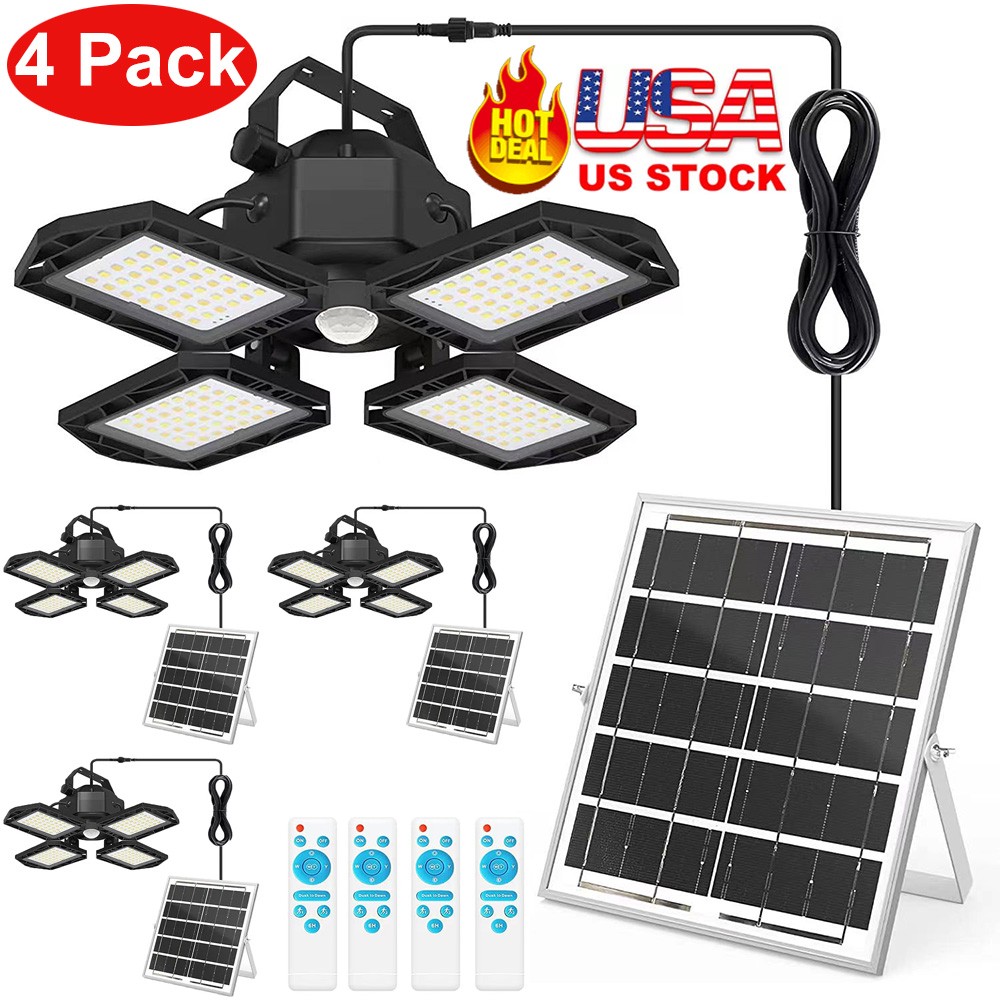 4 Pack Solar Pendant Light Outdoor Indoor Solar Powered Motion Sensor Shed Light