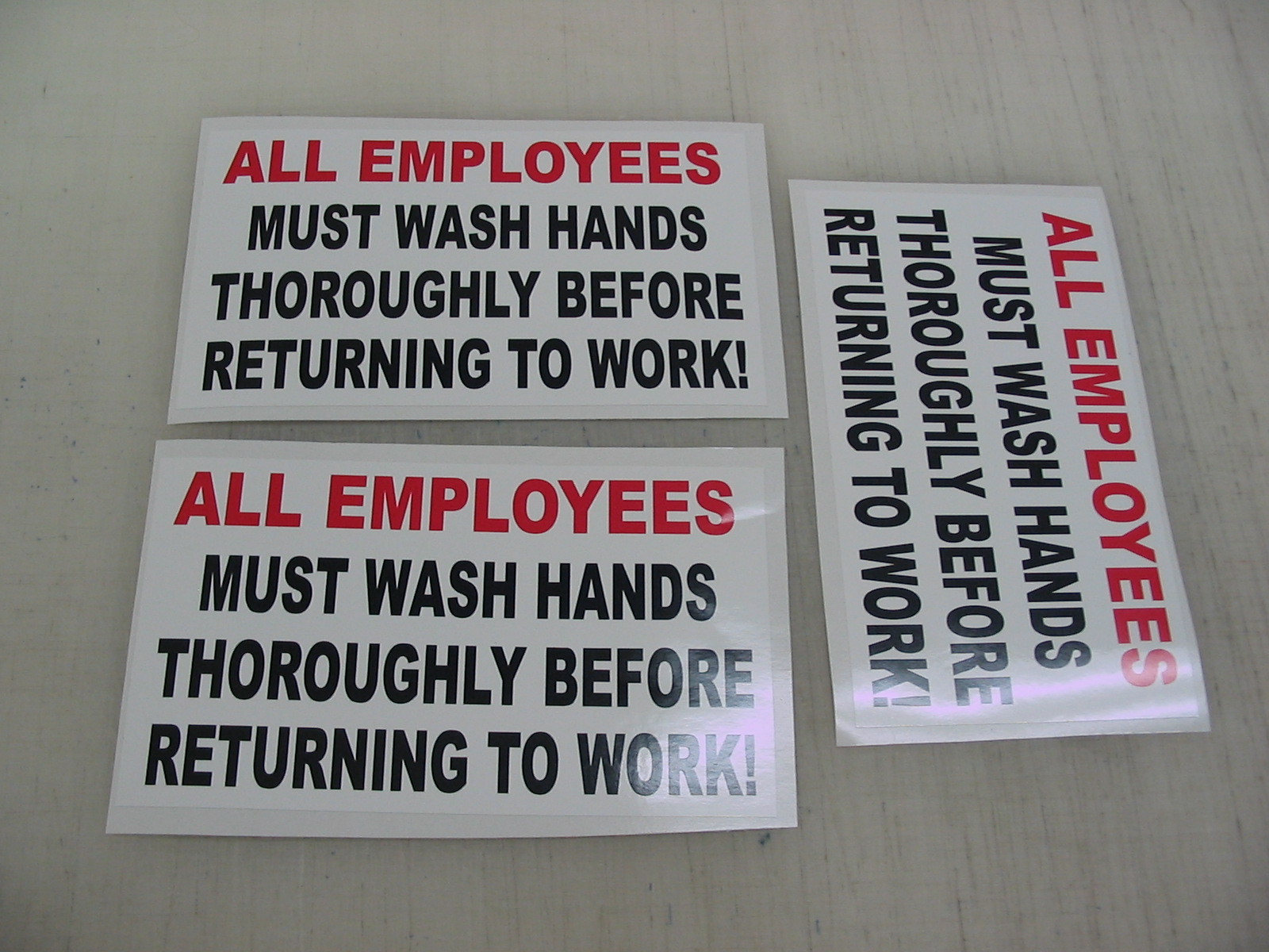 3 ALL EMPLOYEES MUST WASH HANDS Sticker Decals Restaurant Bathroom Health