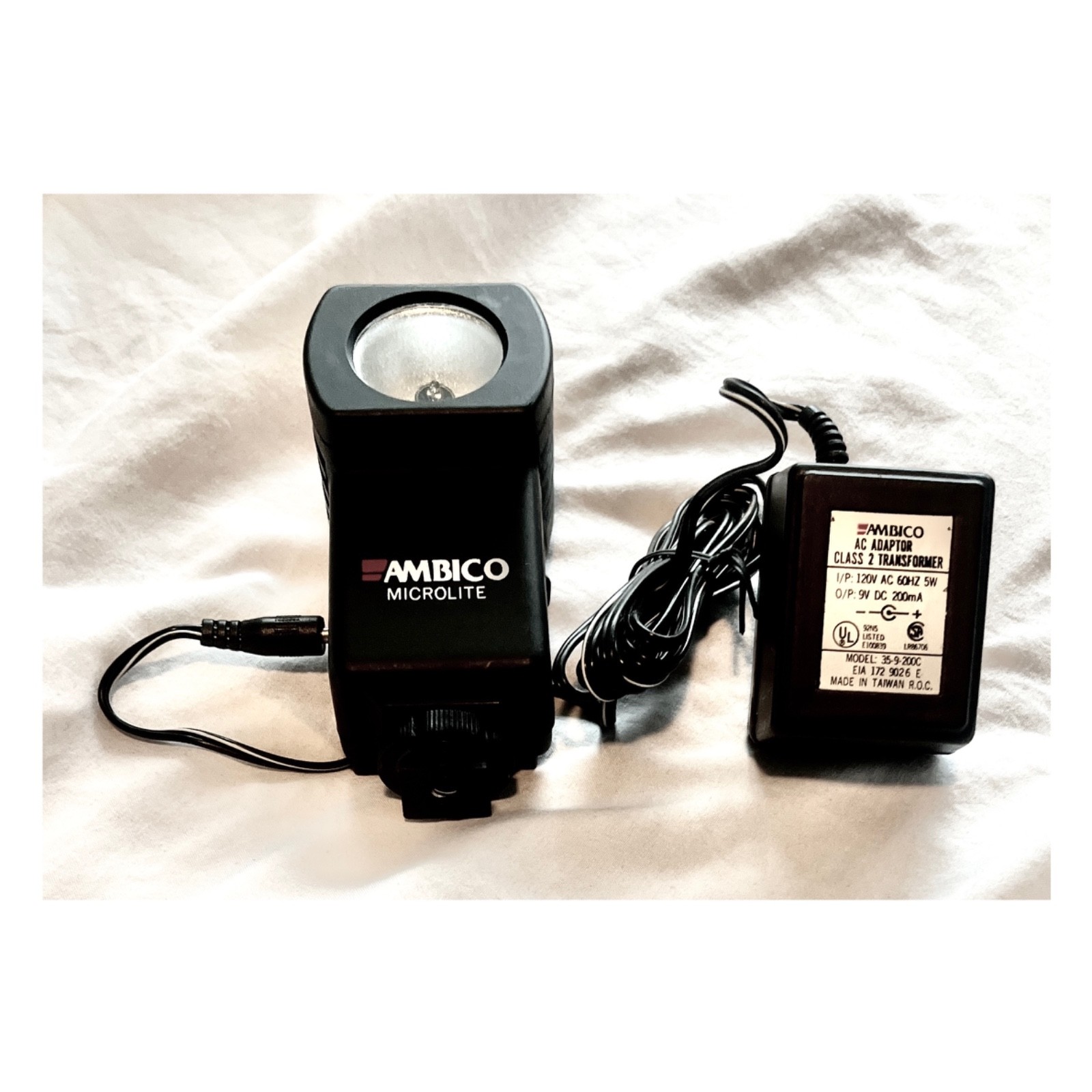 Ambico🎥Microlite Video Light Model #V-0720 AC/DC Power Vtg Camcorder Shoe Mount