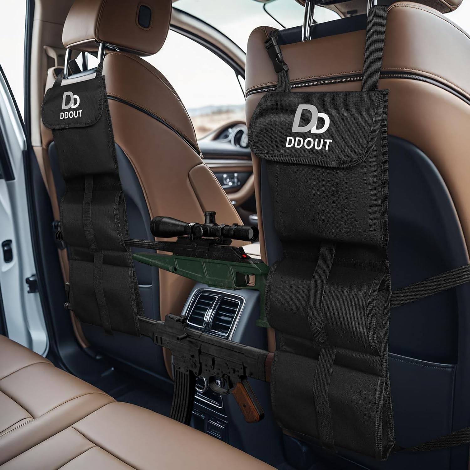 Seat Back Gun Rack, Seat Back Gun Holder for Truck with 900D Textured Webbing, R