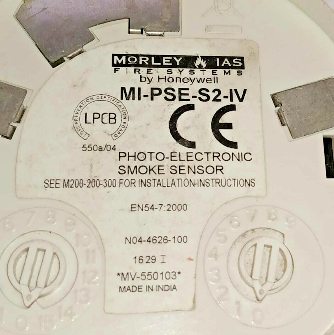 MORLEY FIRE SYSTEMS MI-PSE-S2-IV PHOTOELECTRONIC SMOKE DETECTOR