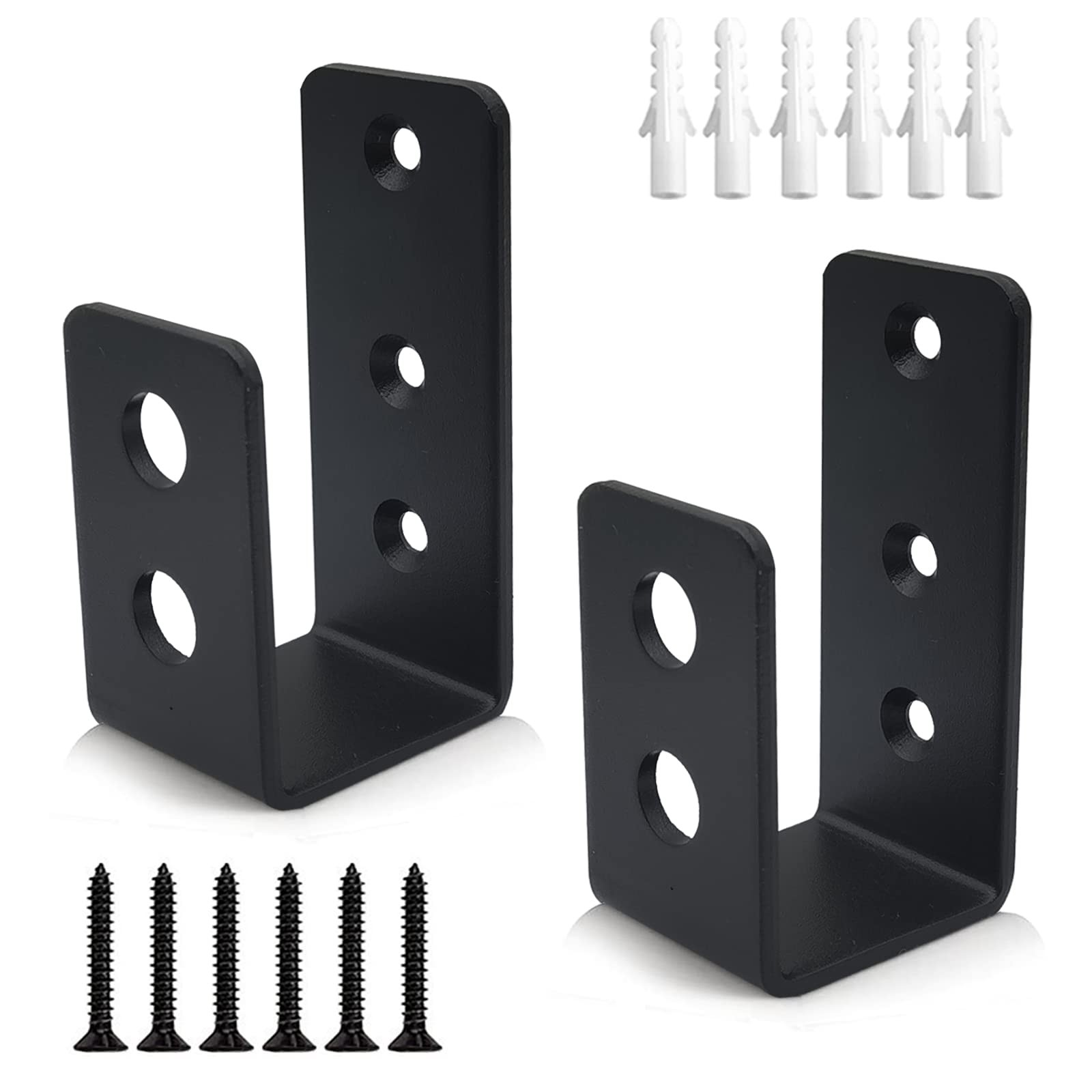 Door Barricade Brackets, 2 Pack 2x4 Brackets Black