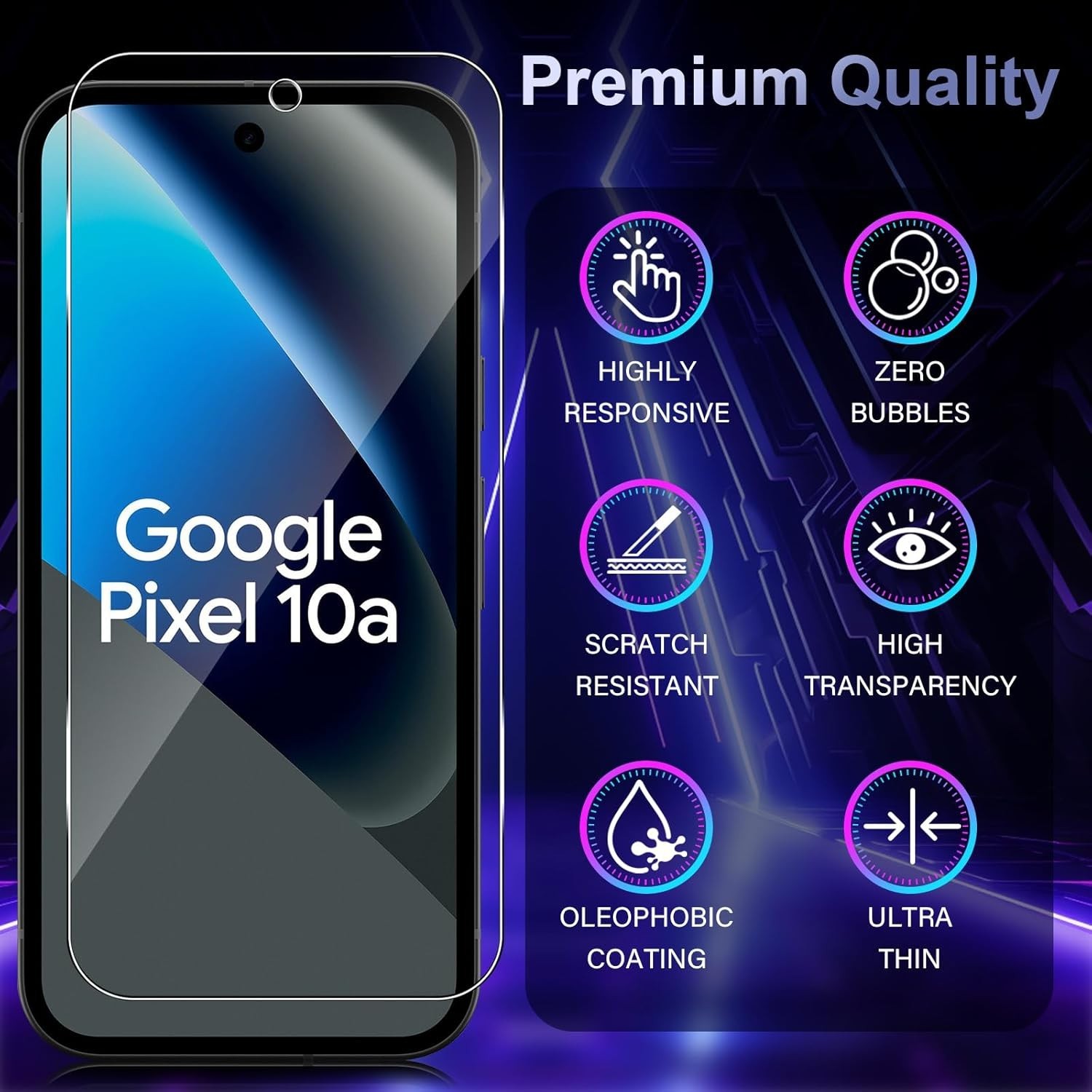 Case + 2X Tempered Glass For Google Pixel 10A Screen Protector Full Screen Case Clear 9H