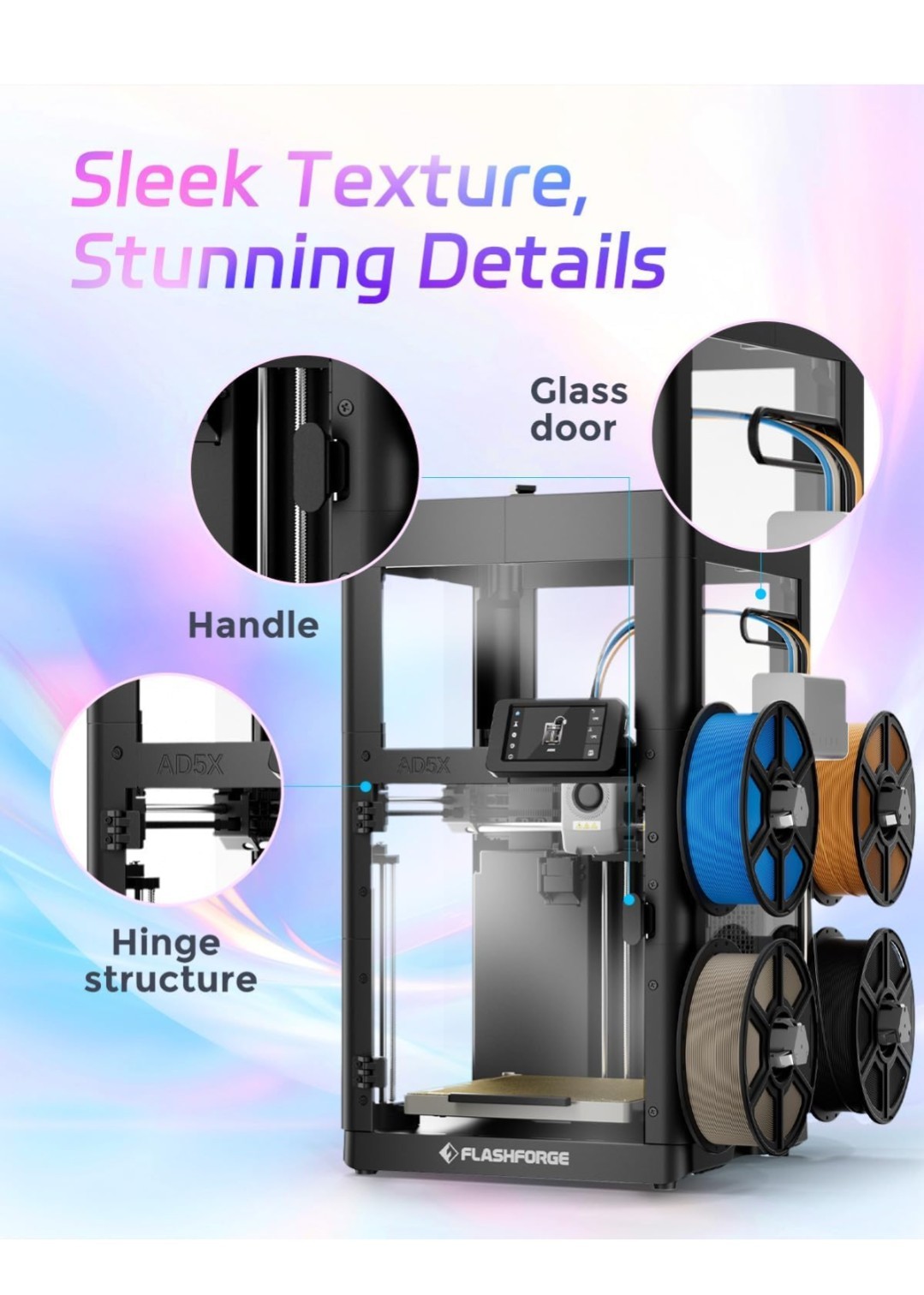FLASHFORGE AD5X 3D Printer Enclosure Kit, DIY Colors & Style, Optimized Design,