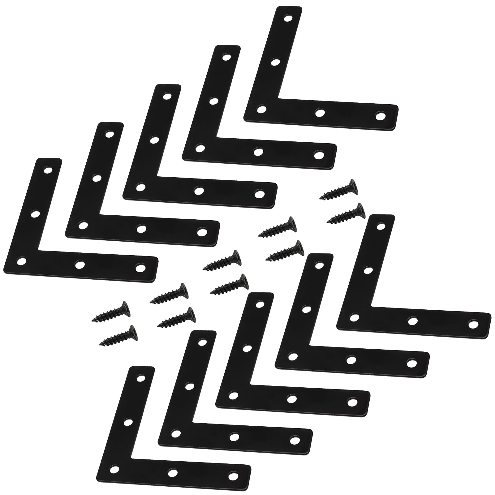 Hordion 10Pcs 3 x 3 Inch L Bracket Corner Brace (80 X 3" x (Black), Black