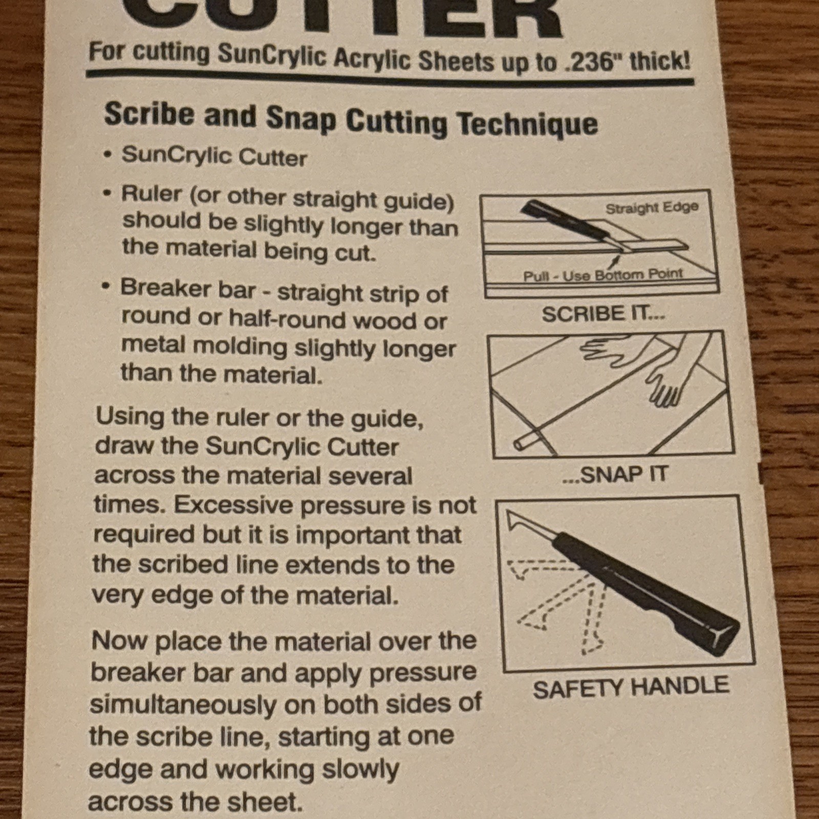 SunCrylic Acrylic Sheet Cutter Tool - Folding Blade into Handle, NEW,