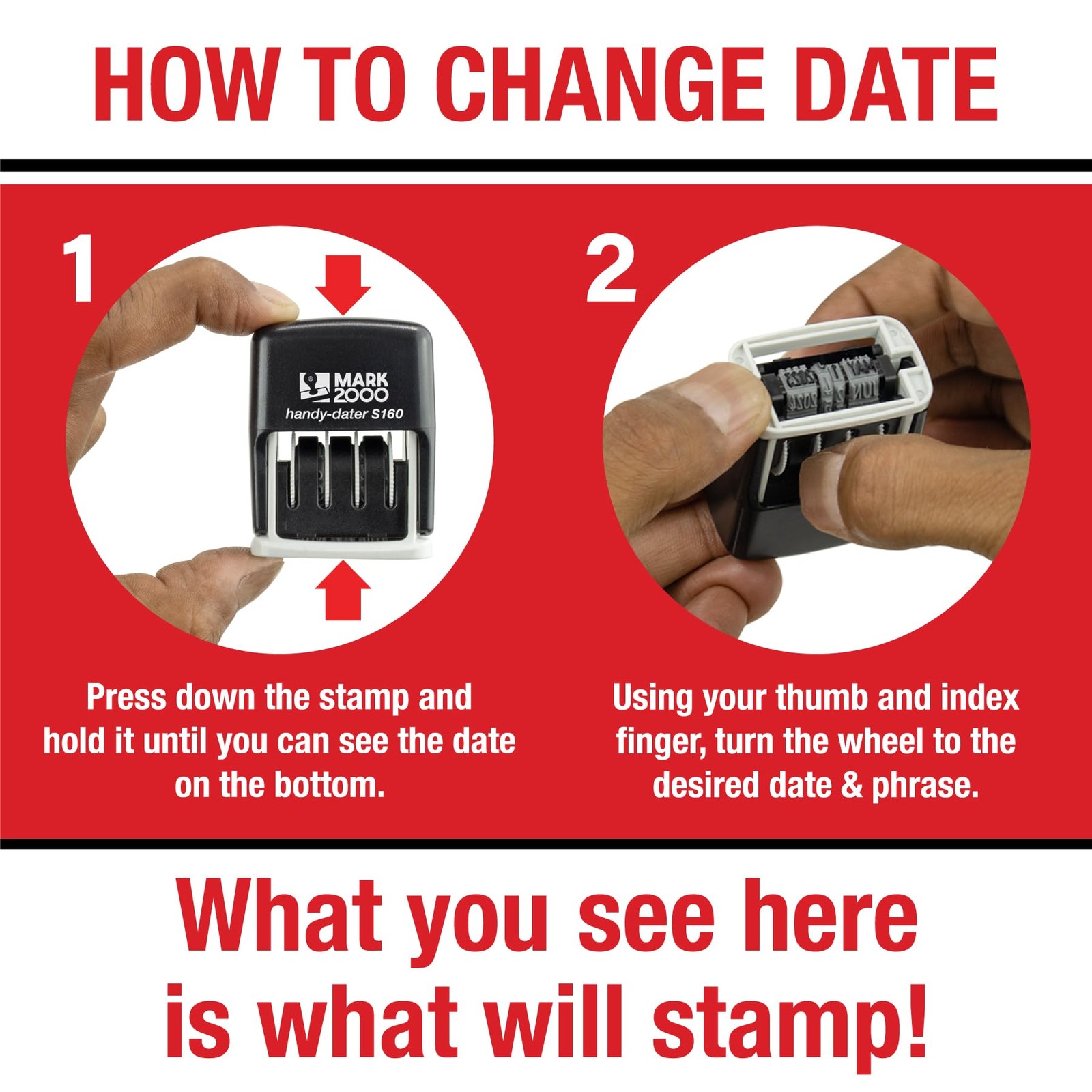 Mark 2000 SelfInking Rubber Office Stamp Received Date Red Ink Handy S160