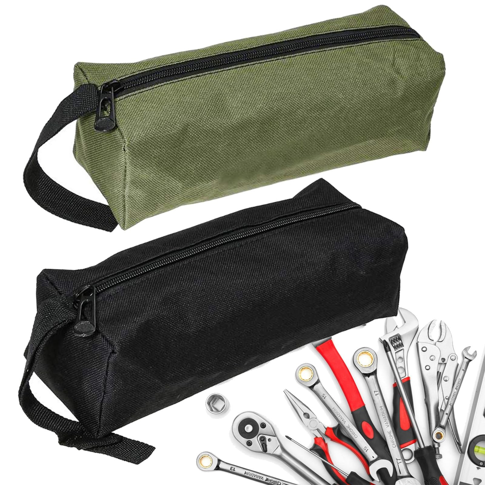 2 Pack Canvas Tool Pouches with Zipper Multipurpose Small Zipper Tool Pouch
