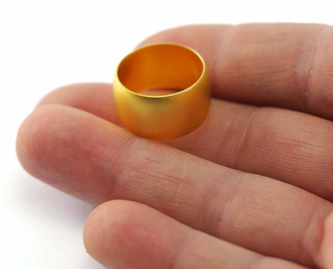 Tube band ring gold plated brass 17.5mm 7US gold ring Fashion Jewelry