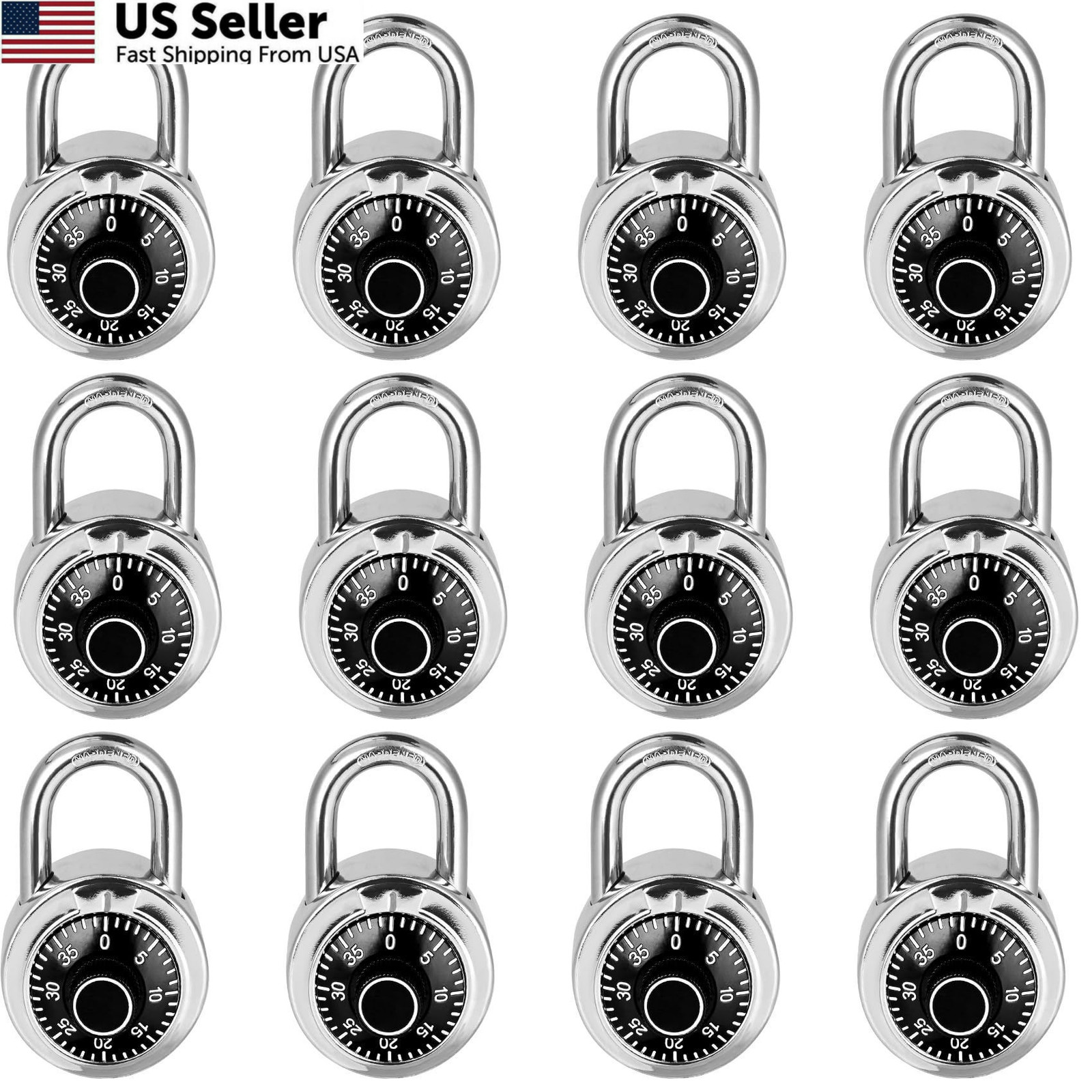 Combination Lock, LQYN Standard Dial 50 mm, 12 Pack Black
