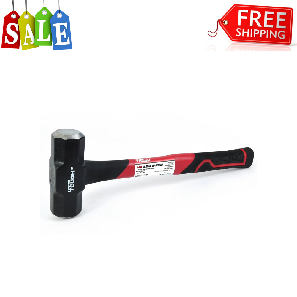 Hyper Tough 4 lb Small Sledge Hammer, Fiberglass Handle with Comfort Grip - NEW