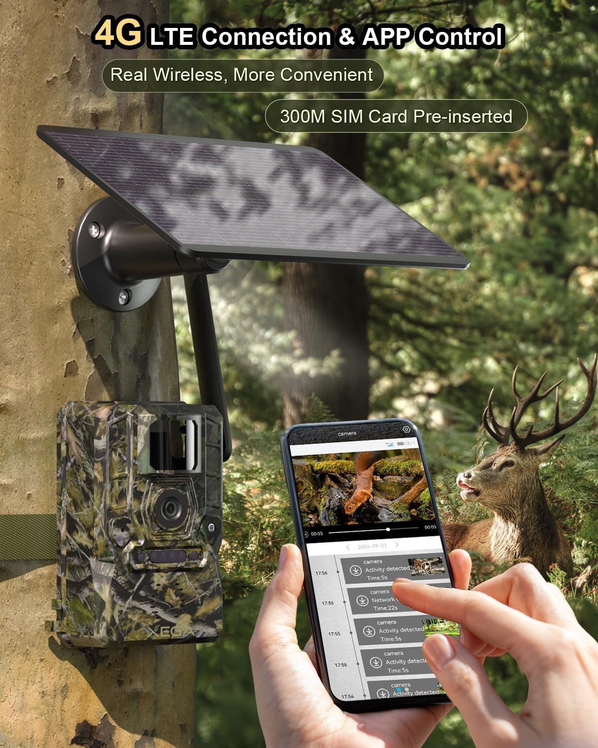 Remote Access 4G Solar Trail Camera - Motion Detection & 2-Way Audio Features