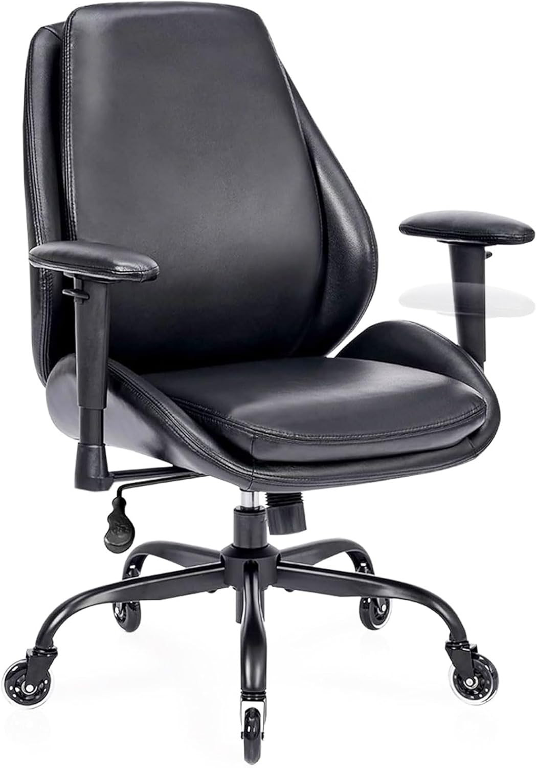 Leather Ergonomic Office Chair, Home Office Chair, Black Desk Chair with Lumbar
