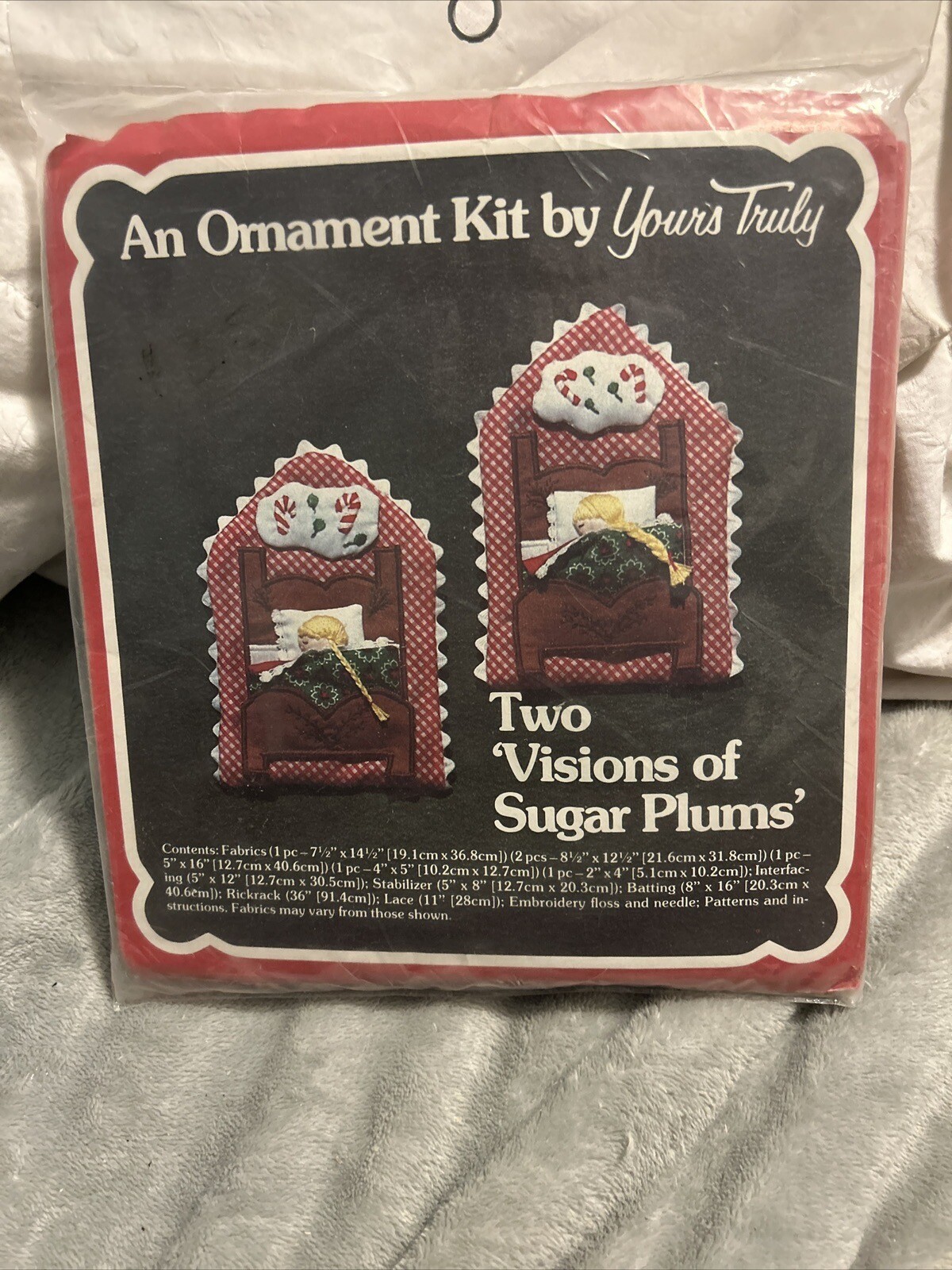 Yours Truly 2 Vision Of Sugar PlumChristmas Ornament Kit Gingham Vintage 1980's