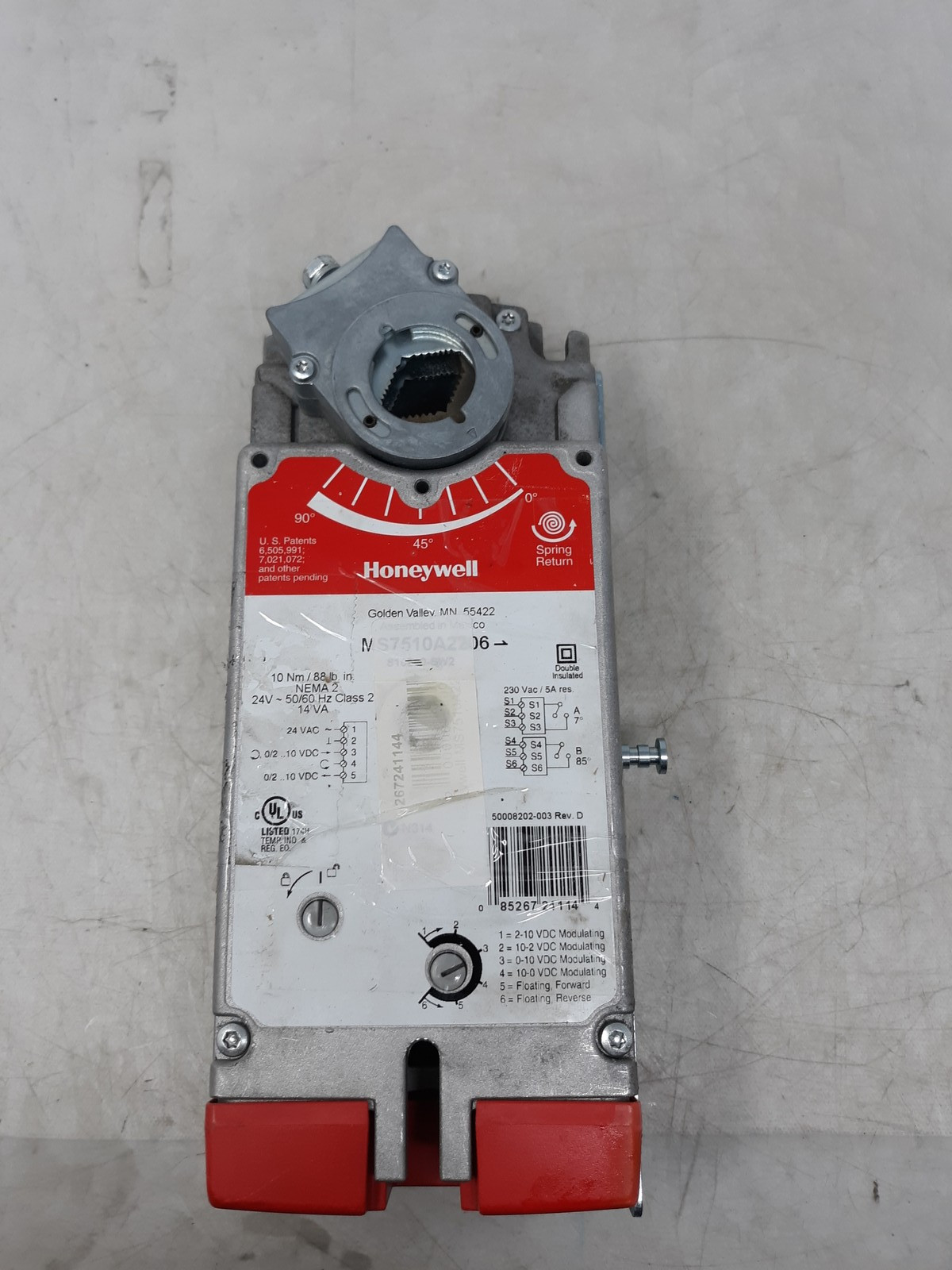 Honeywell MS7510A2206 Spring Return Actuator 24V 88 lb-in Modulating Damper Moto