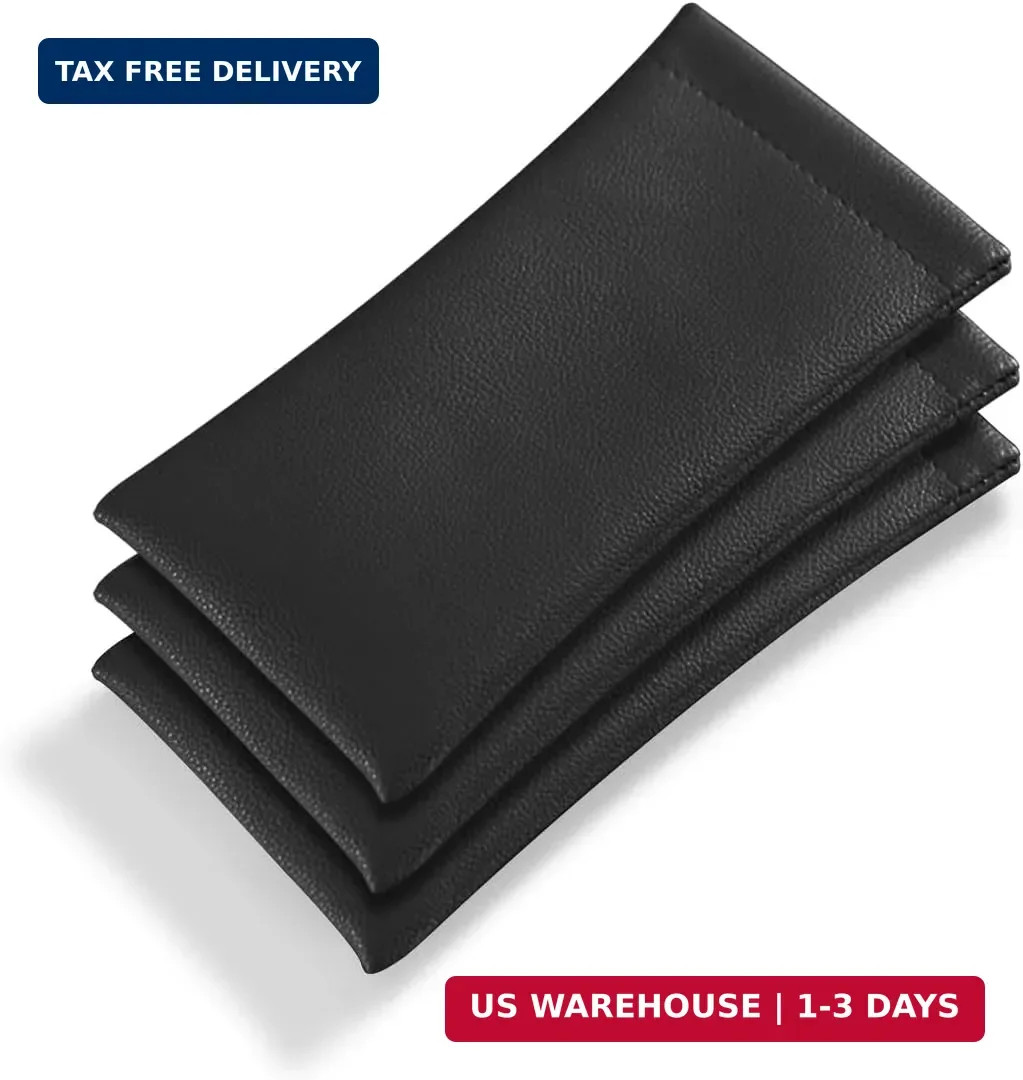 SteelFever Pack of 3 Leather Soft Eyeglass Case Pouch Squeeze Top Sunglasses Cas