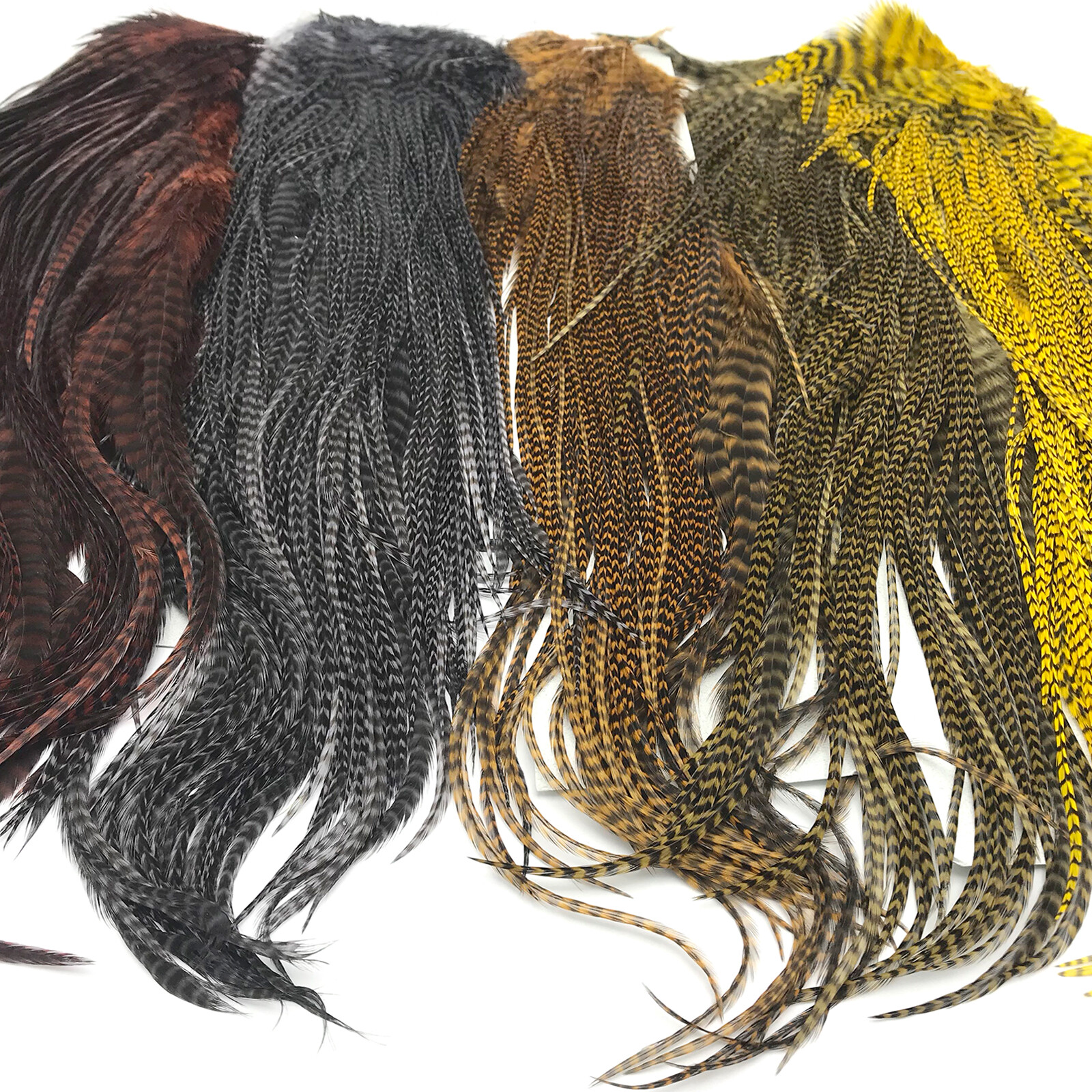 KEOUGH GRIZZLY HALF ROOSTER SADDLE Fly Tying Hackle Feather Hair Extensions NEW!