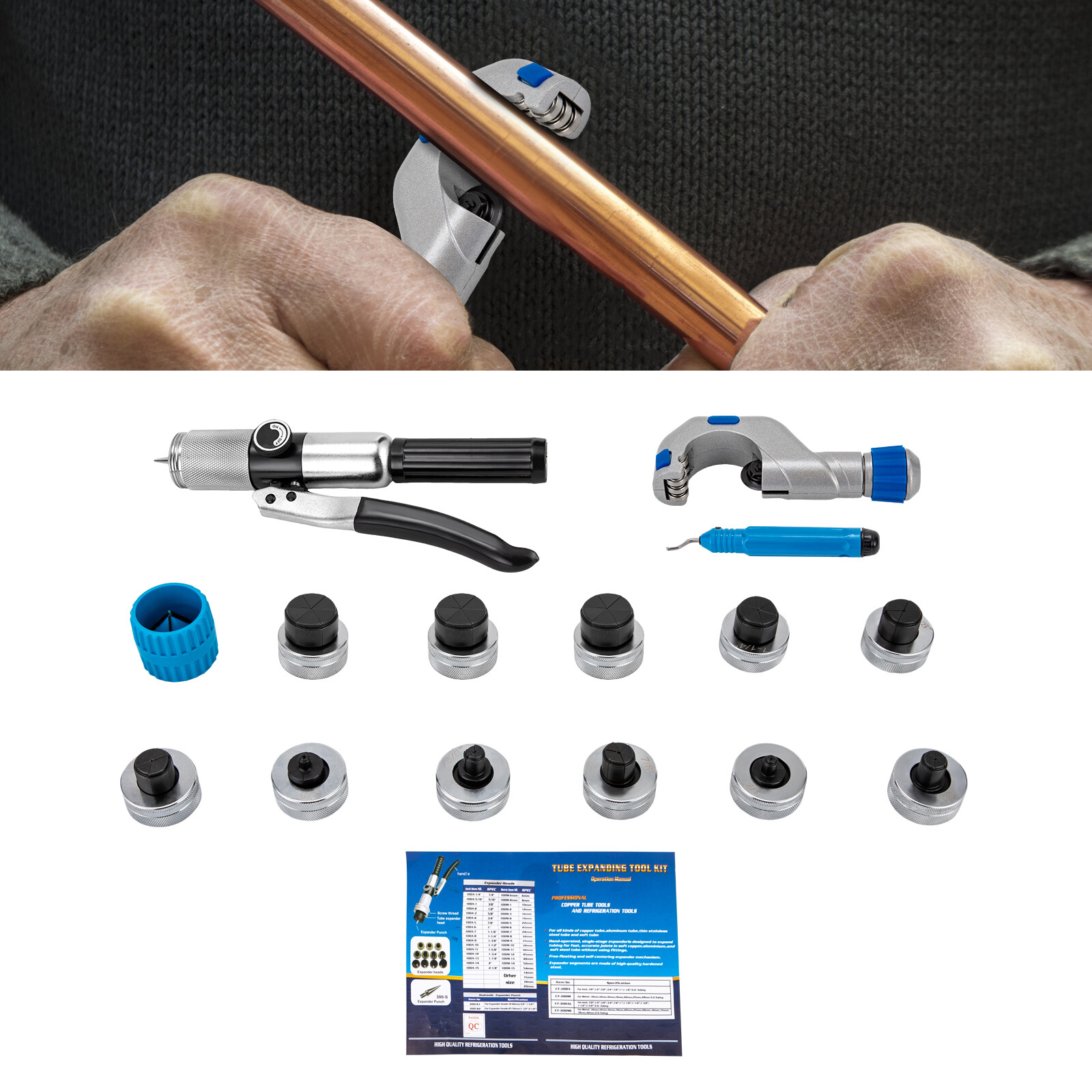 10mm-42mm Hydraulic Expander Tool Kit Tube Cutter Expanding Copper Tube Expander