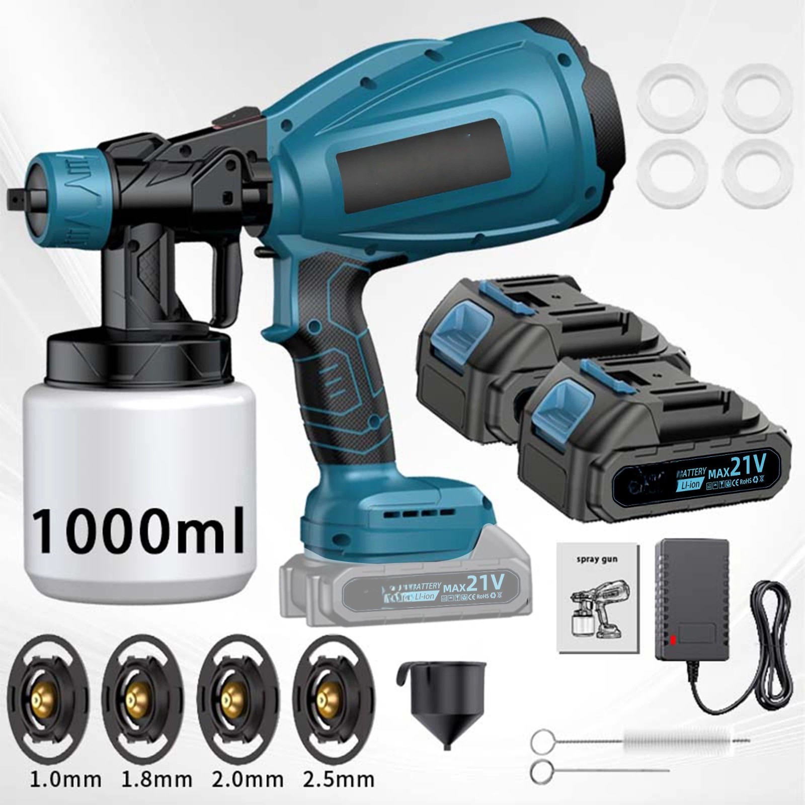 With 2 Batteries High Pressure Cordless Paint Sprayer Electric HVLP Spray Gun